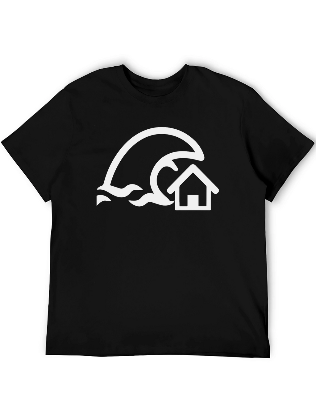 Tsunami House Graphic Tee - Black Cotton Shirt