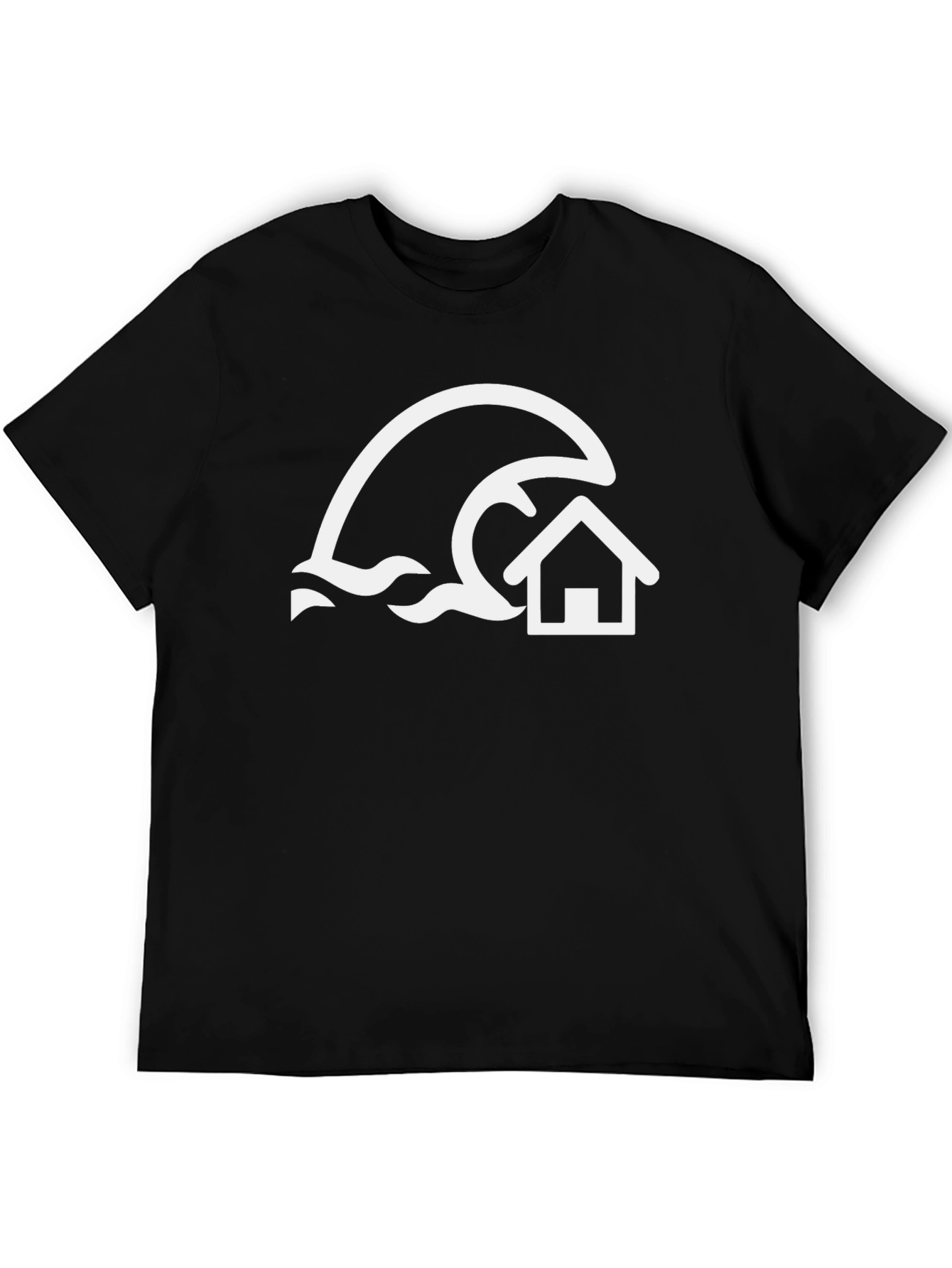 Tsunami House Graphic Tee - Black Cotton Shirt