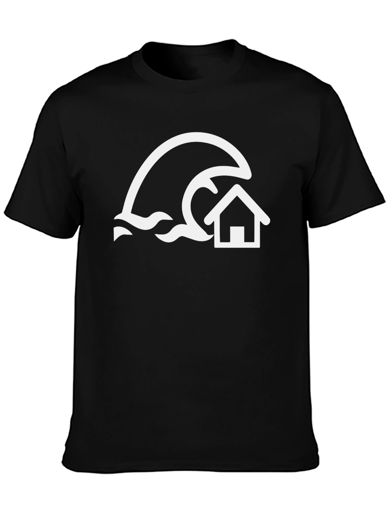 Tsunami House Graphic Tee - Black Cotton Shirt