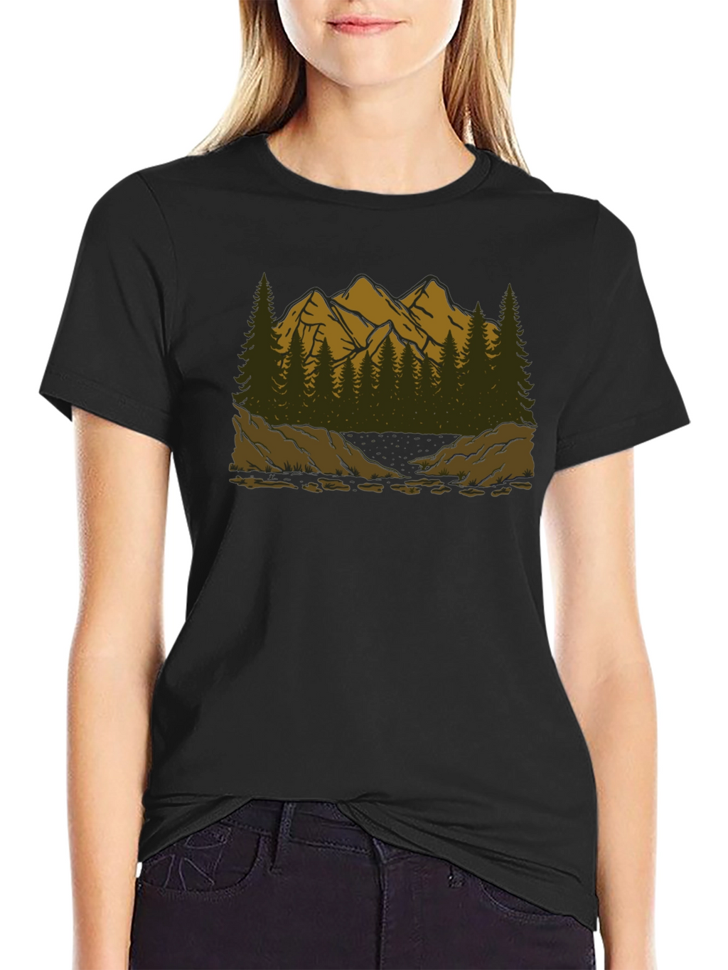 Mountain Scene Graphic Tee - Black T-Shirt