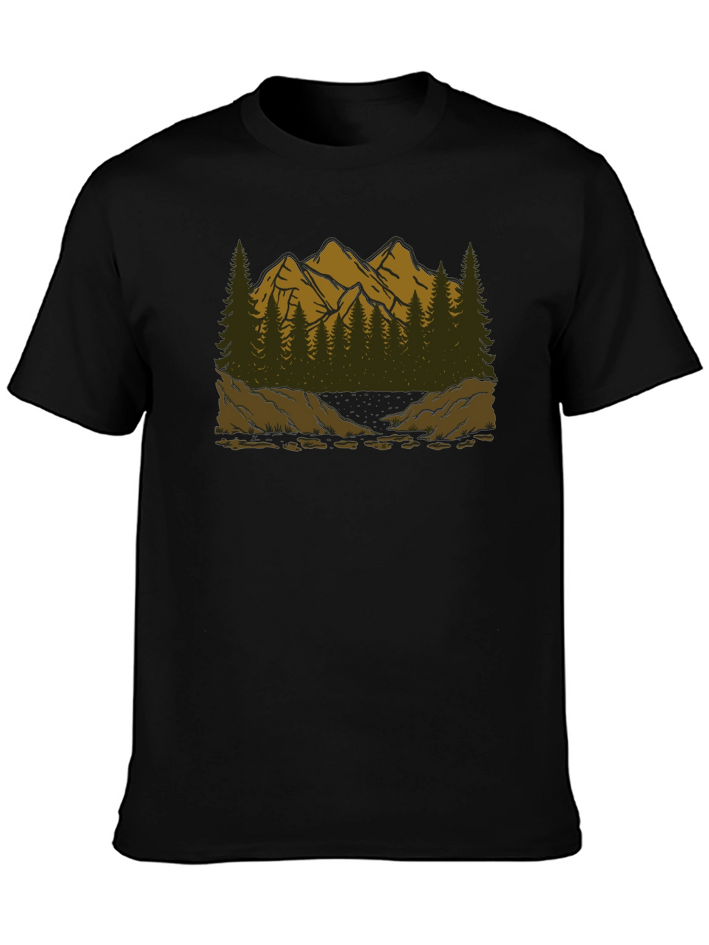 Mountain Scene Graphic Tee - Black T-Shirt