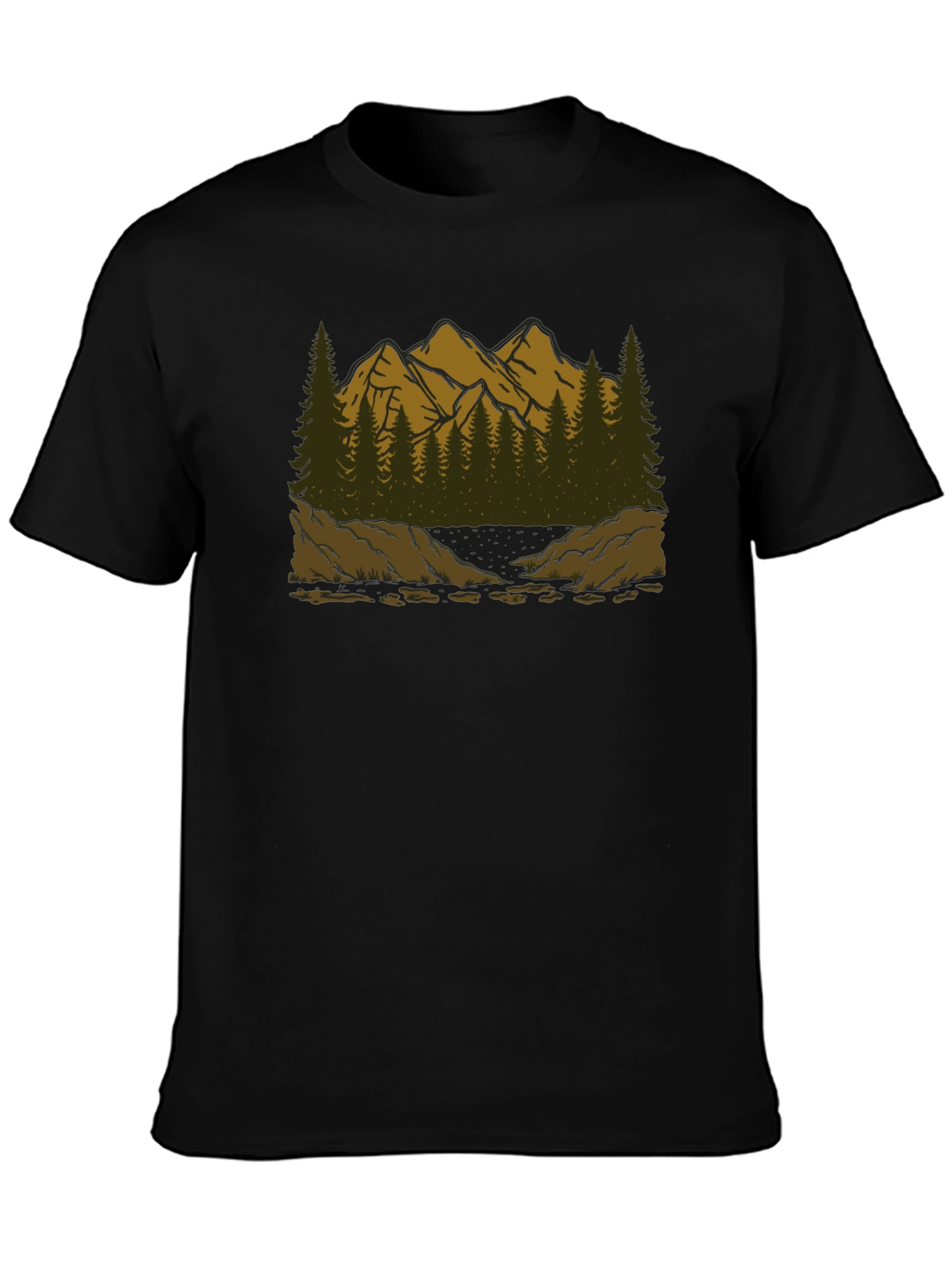 Mountain Scene Graphic Tee - Black T-Shirt