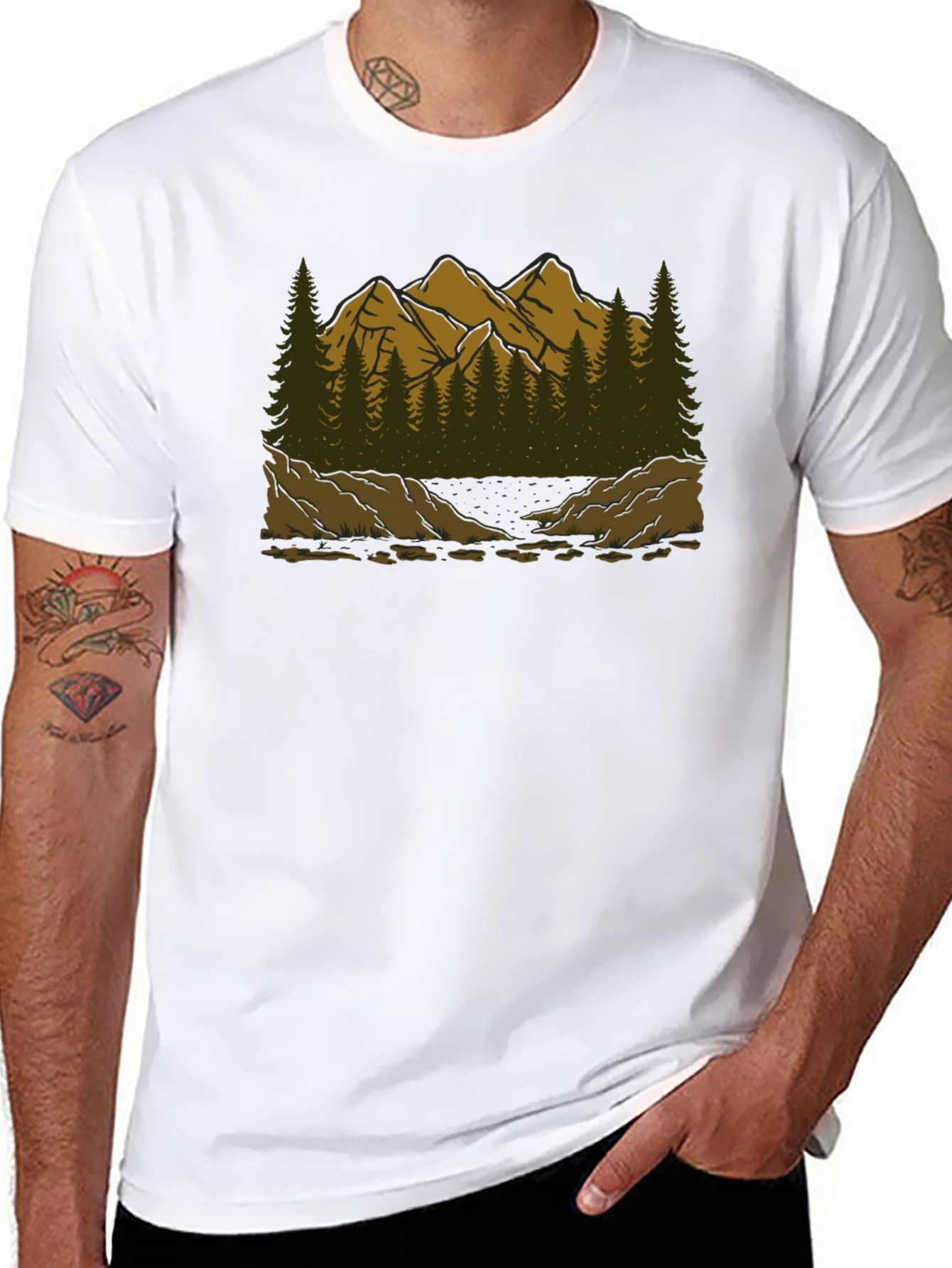 Mountain Scene Graphic Tee - Black T-Shirt