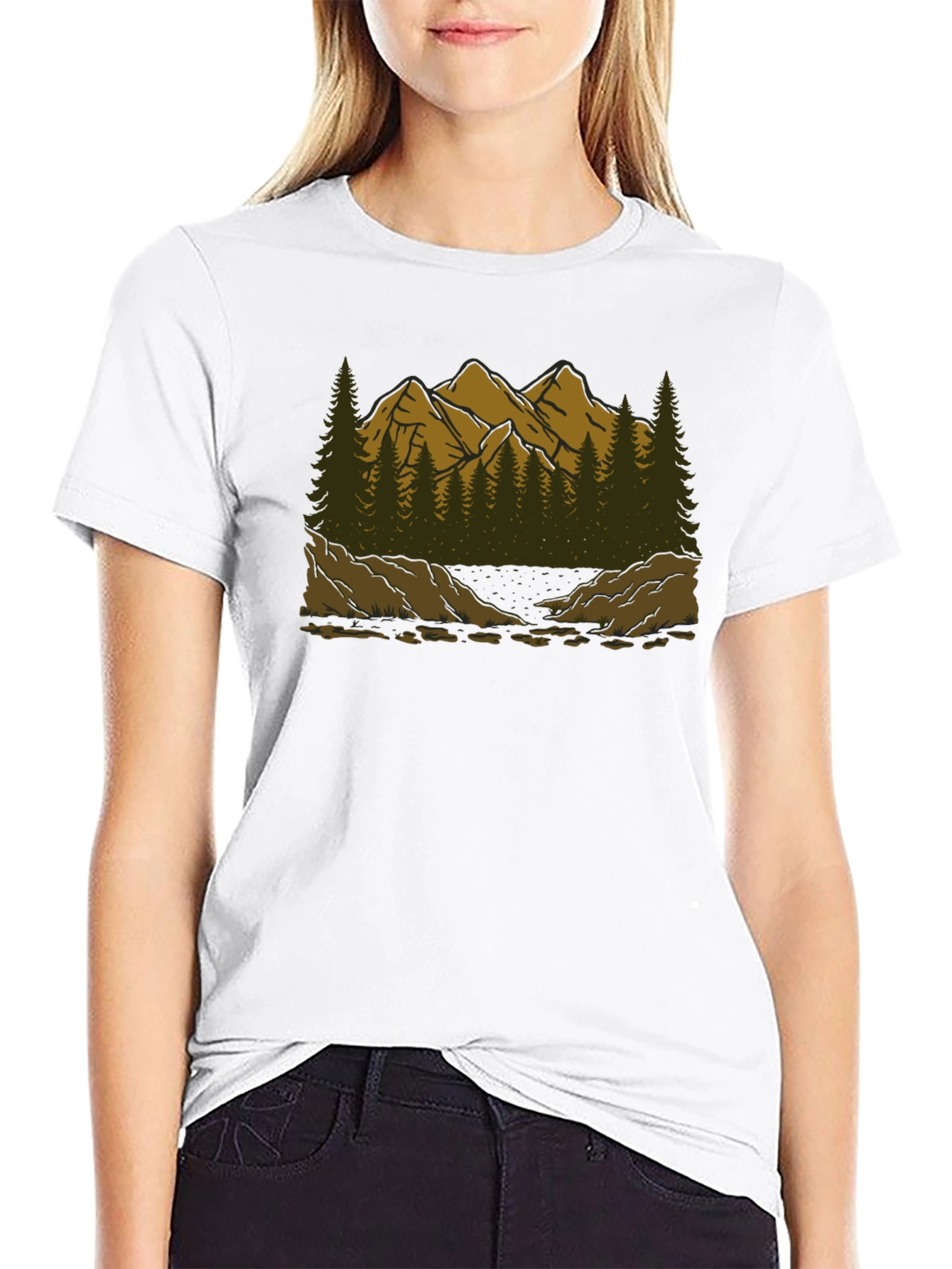 Mountain Scene Graphic Tee - Black T-Shirt