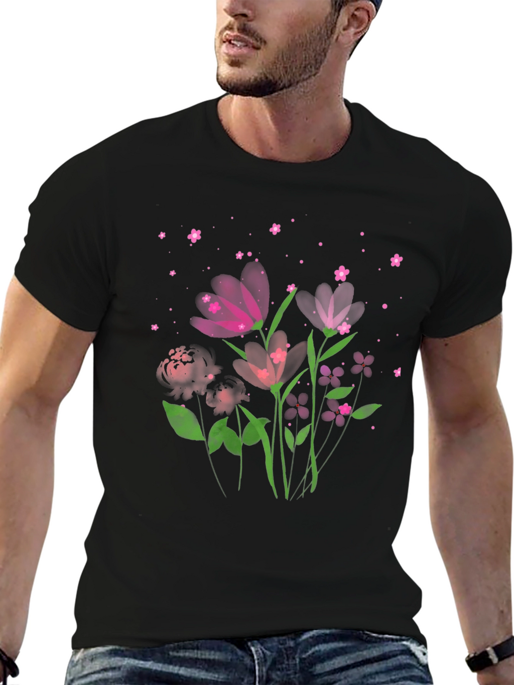 Floral Print Crew Neck Tee
