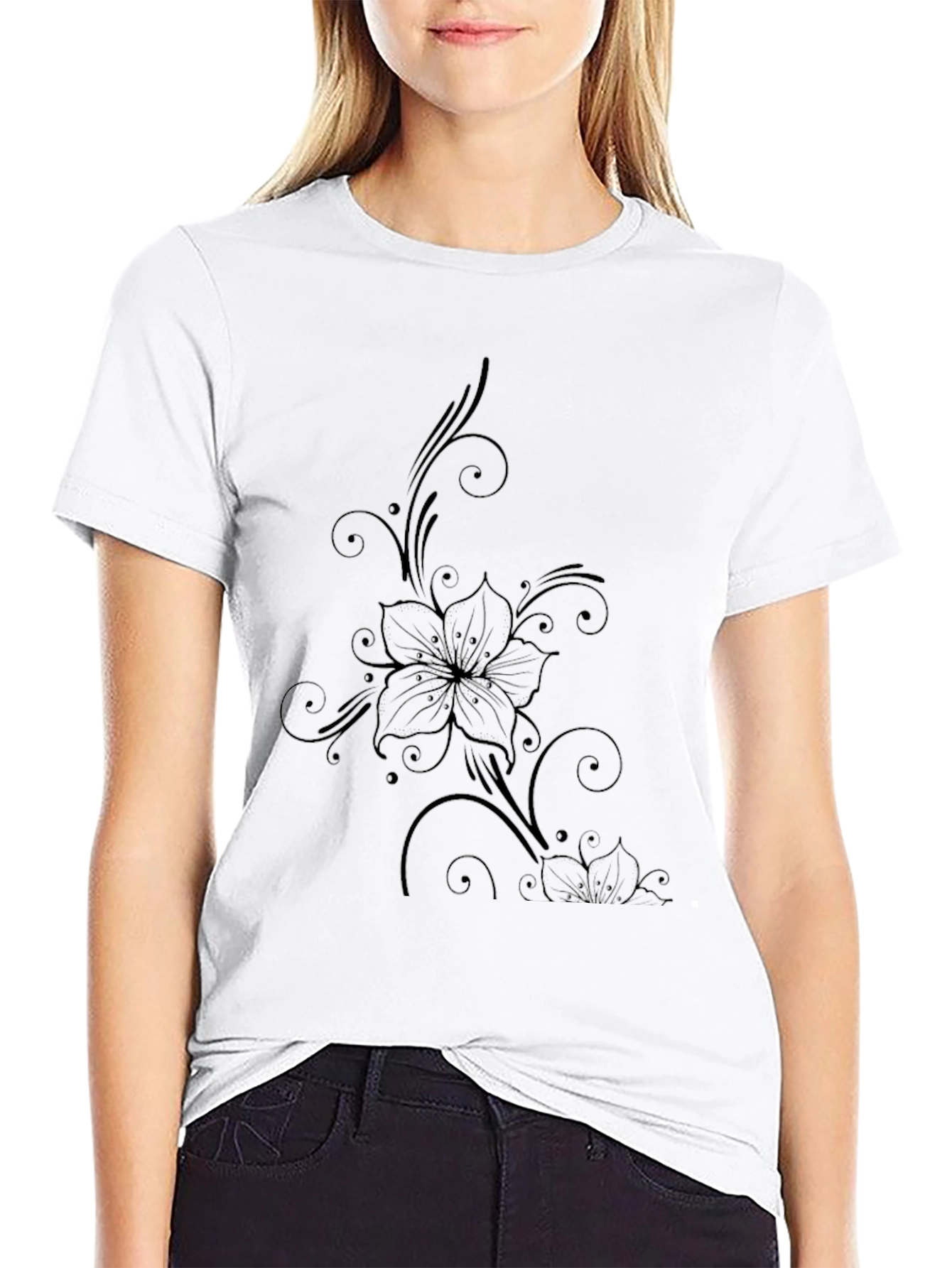 Black Floral Print T-Shirt