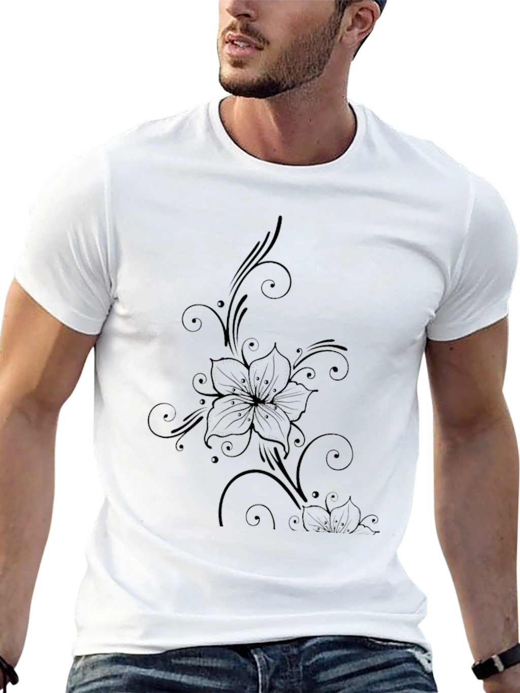 Black Floral Print T-Shirt