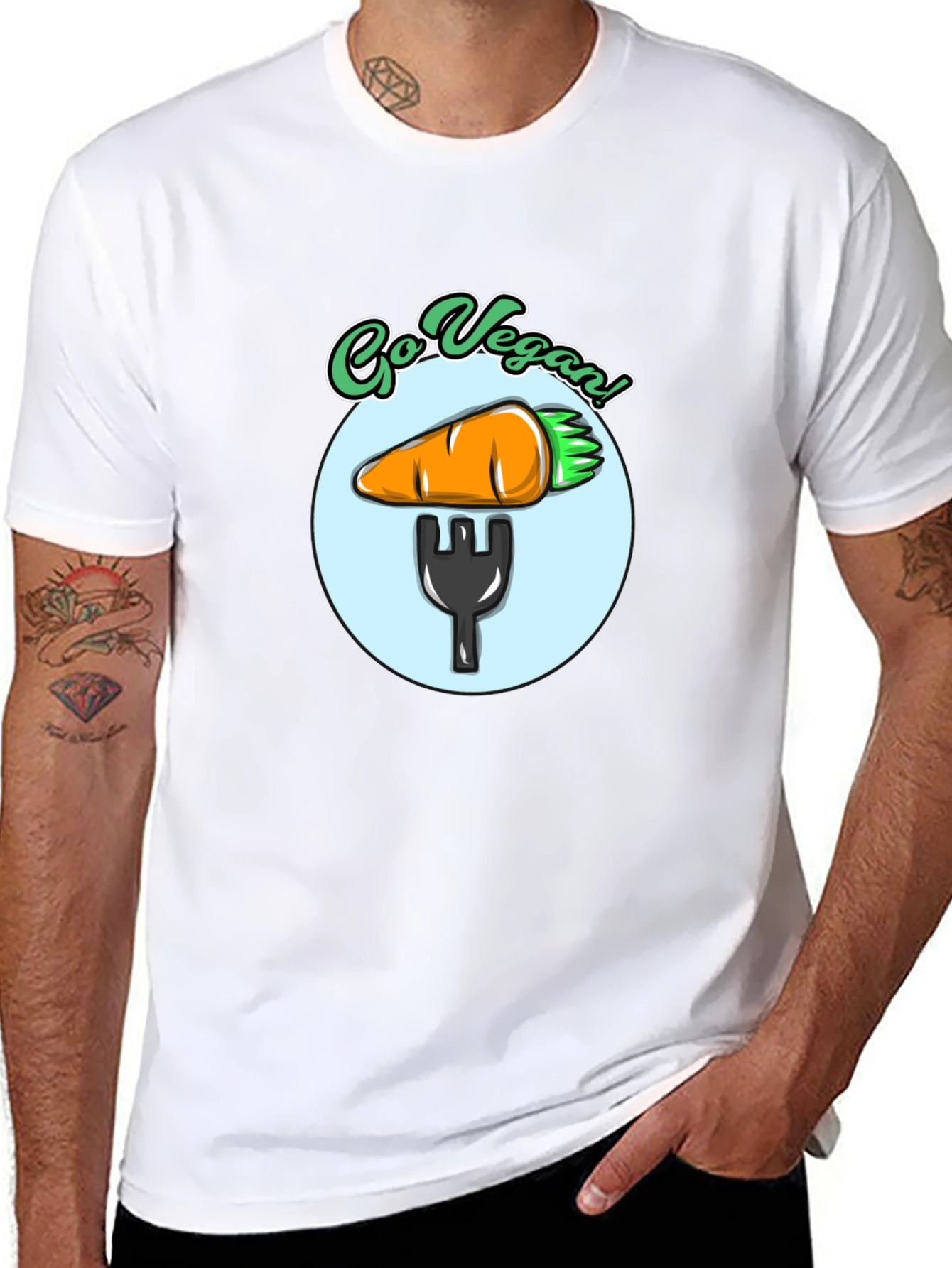 Go Vegan T-Shirt - Carrot Fork Graphic Tee
