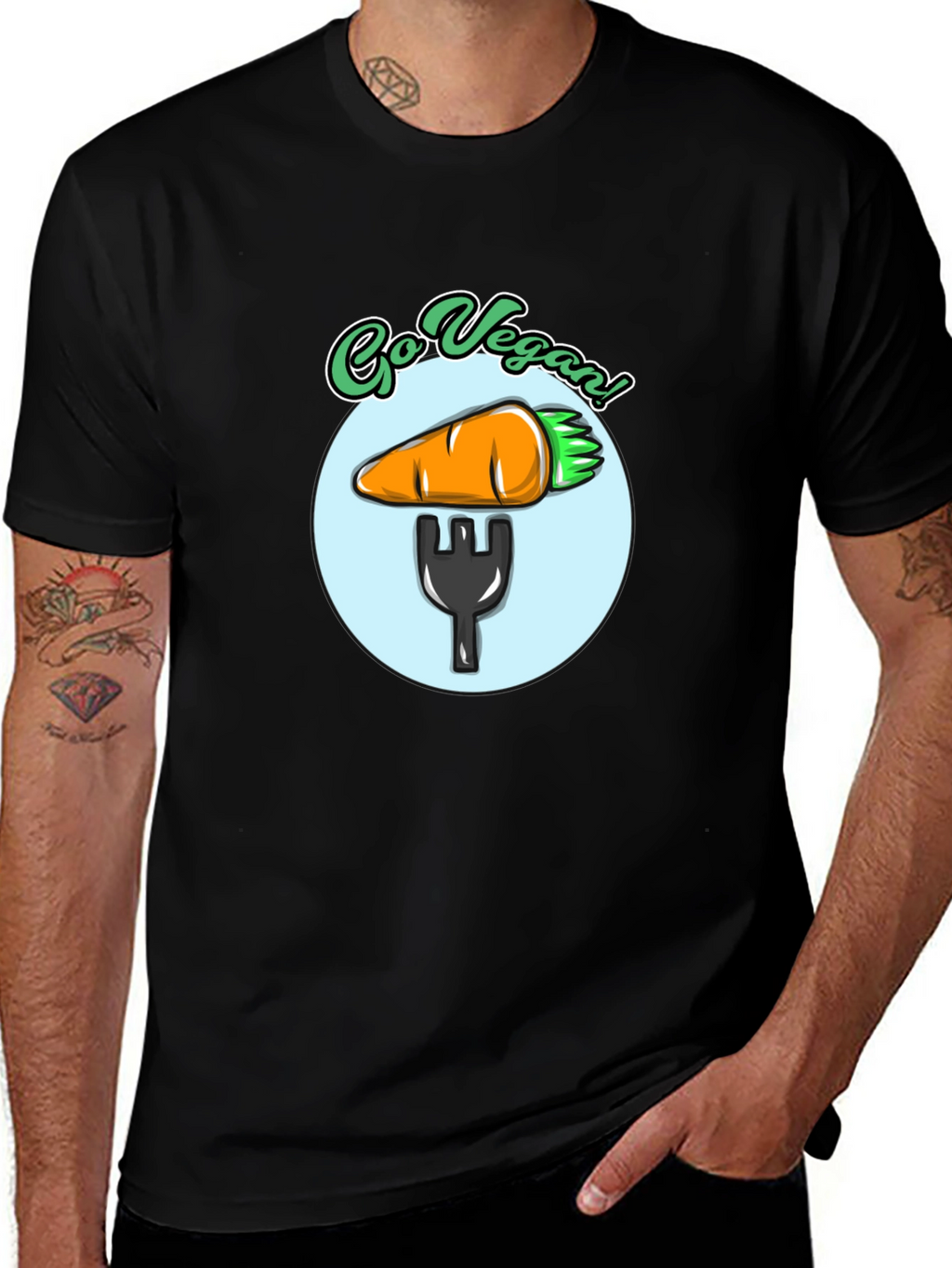 Go Vegan T-Shirt - Carrot Fork Graphic Tee
