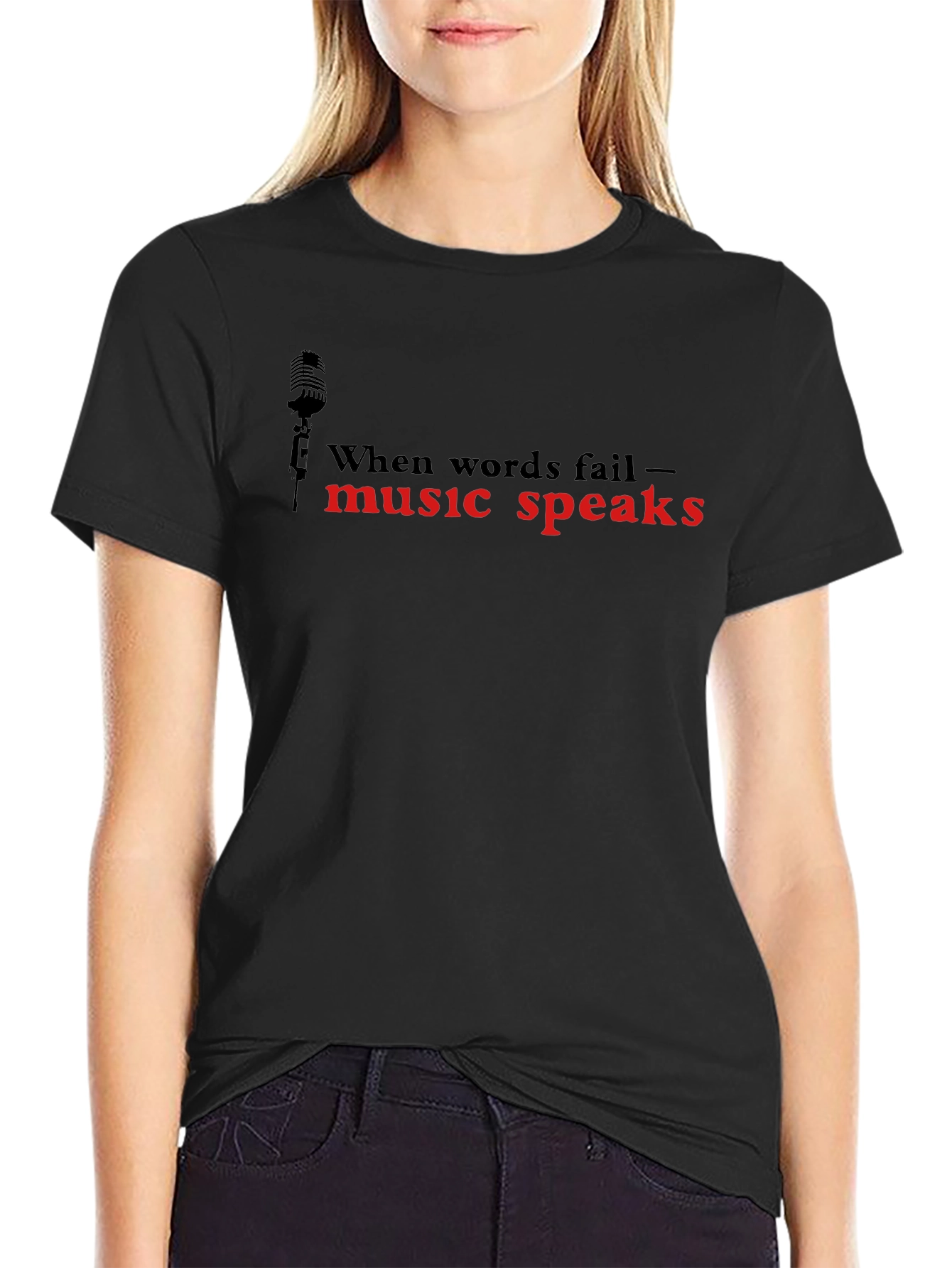 Music Speaks Graphic T-Shirt - Black