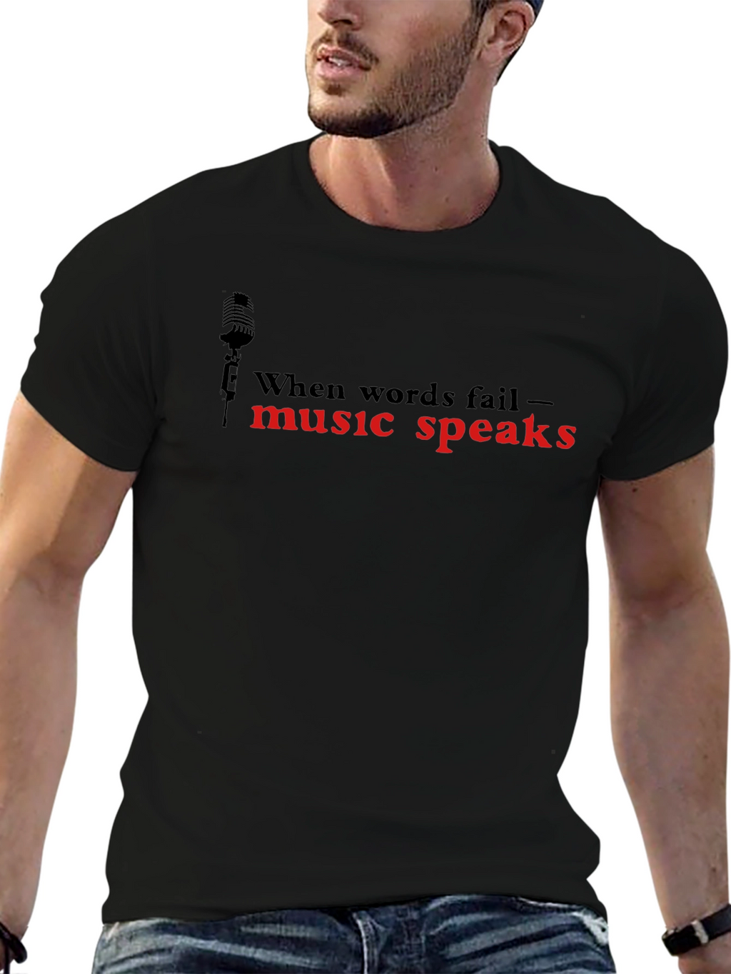 Music Speaks Graphic T-Shirt - Black