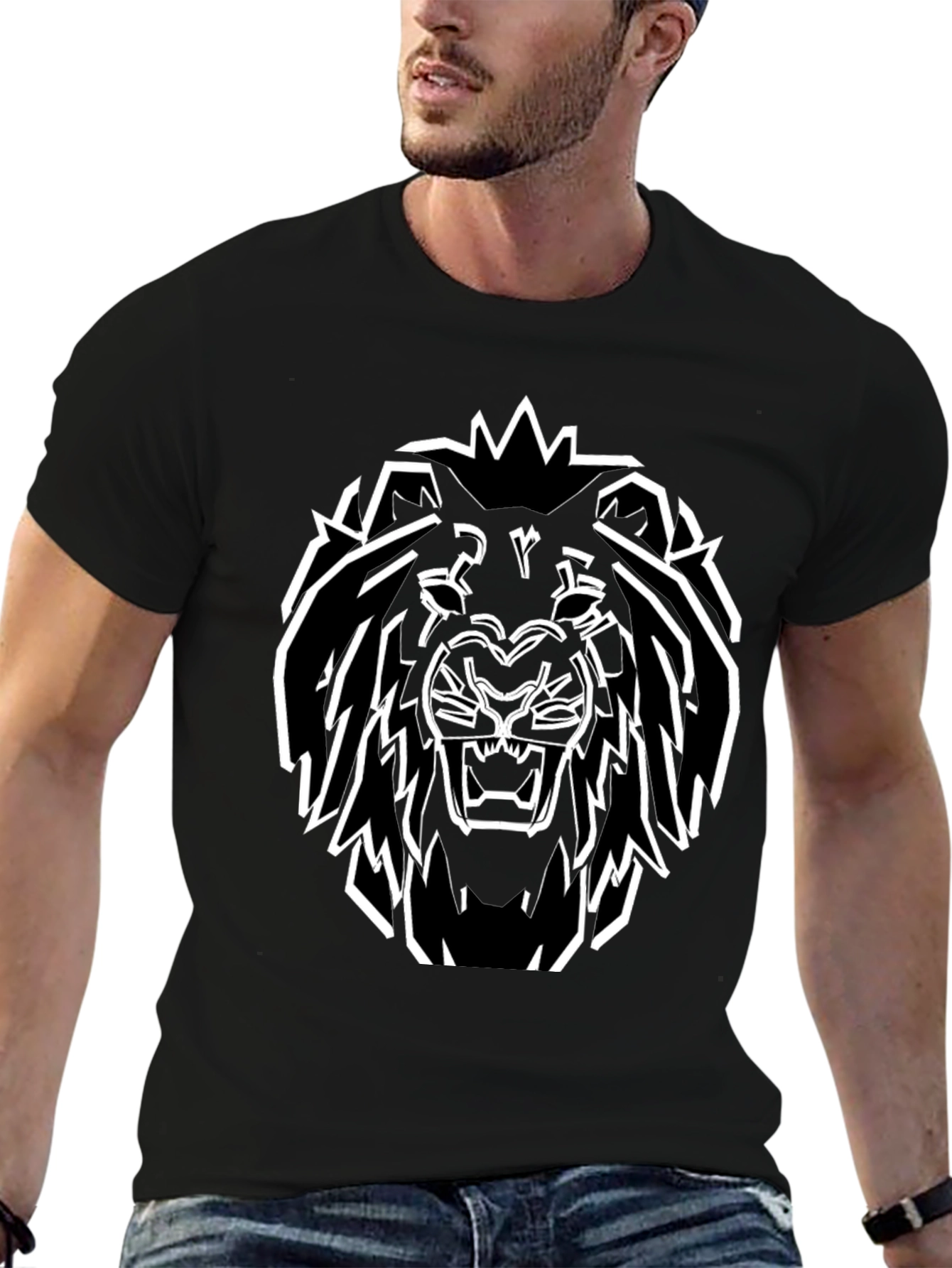 Bold Lion Graphic Tee - Black