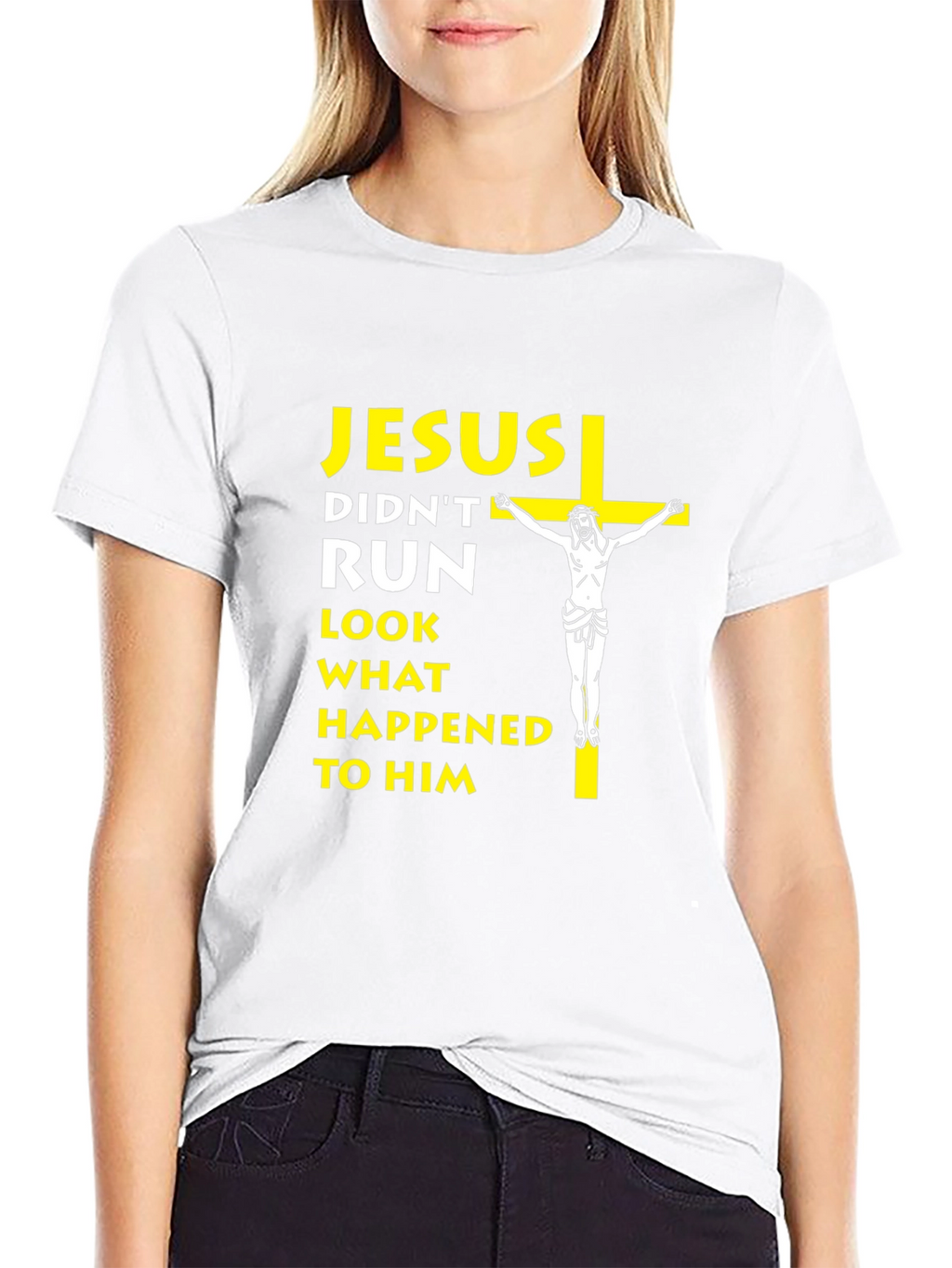 Jesus Didnt Run T-Shirt - Religious Humor Tee