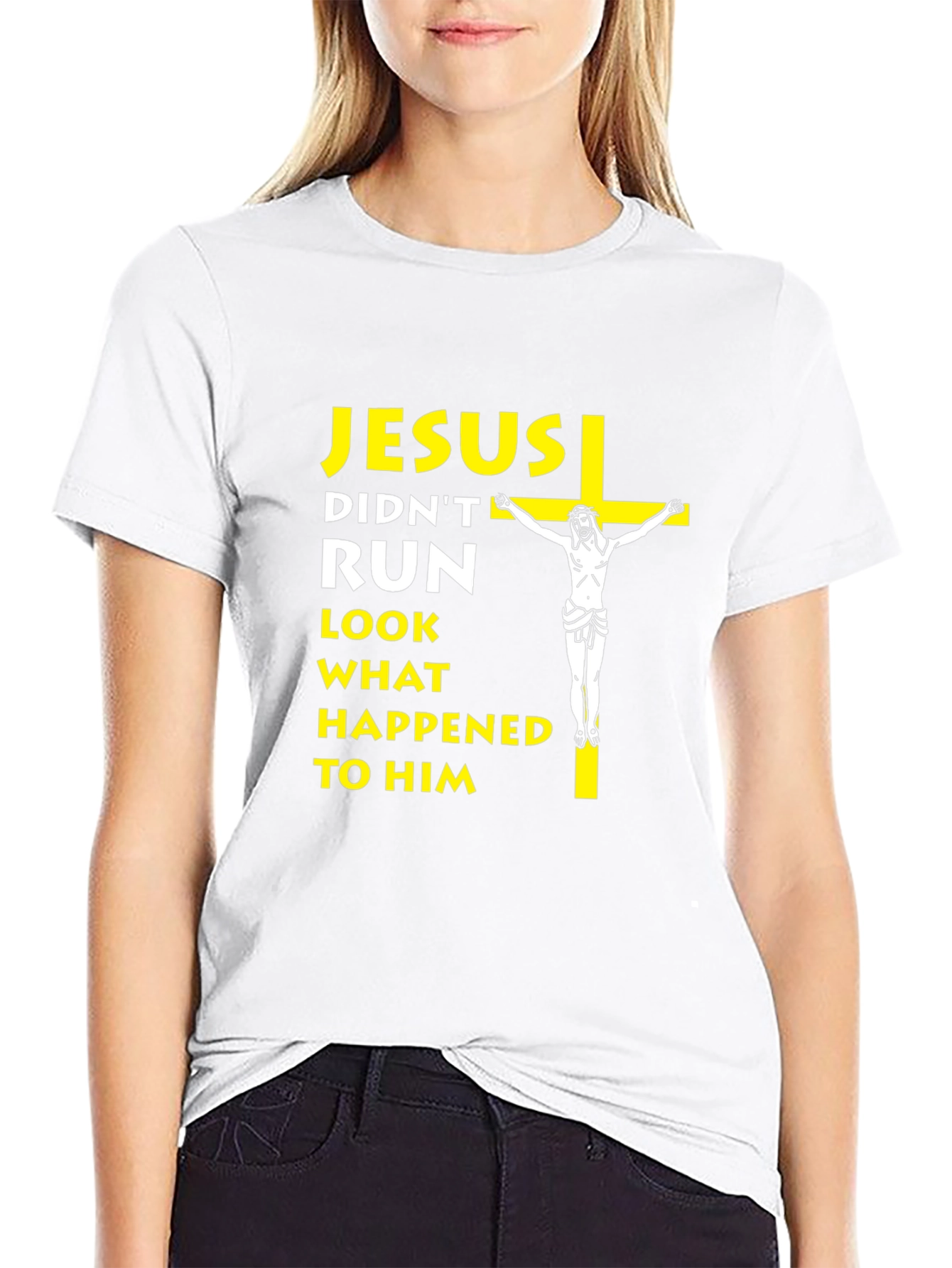 Jesus Didnt Run T-Shirt - Religious Humor Tee