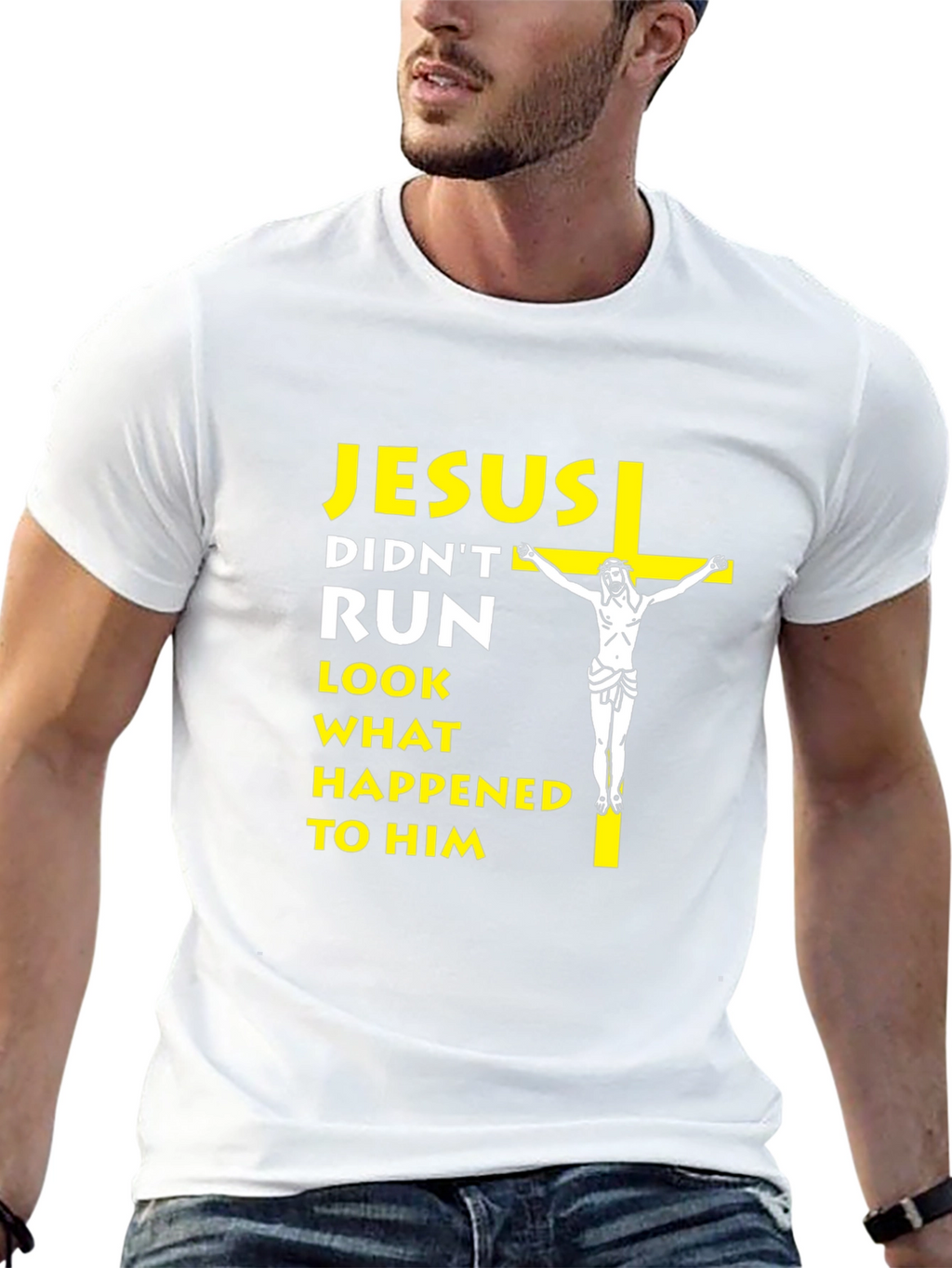 Jesus Didnt Run T-Shirt - Religious Humor Tee