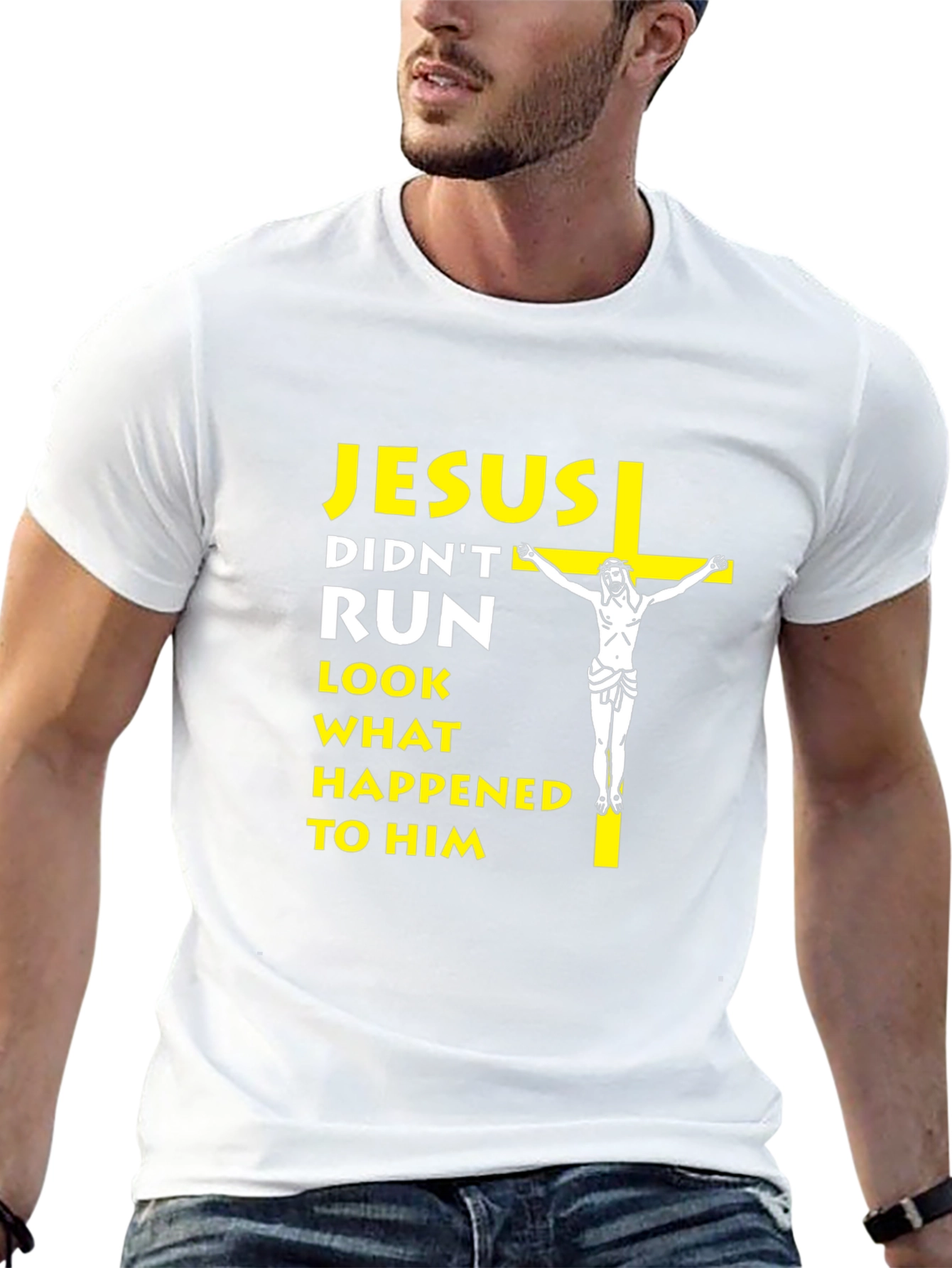 Jesus Didnt Run T-Shirt - Religious Humor Tee