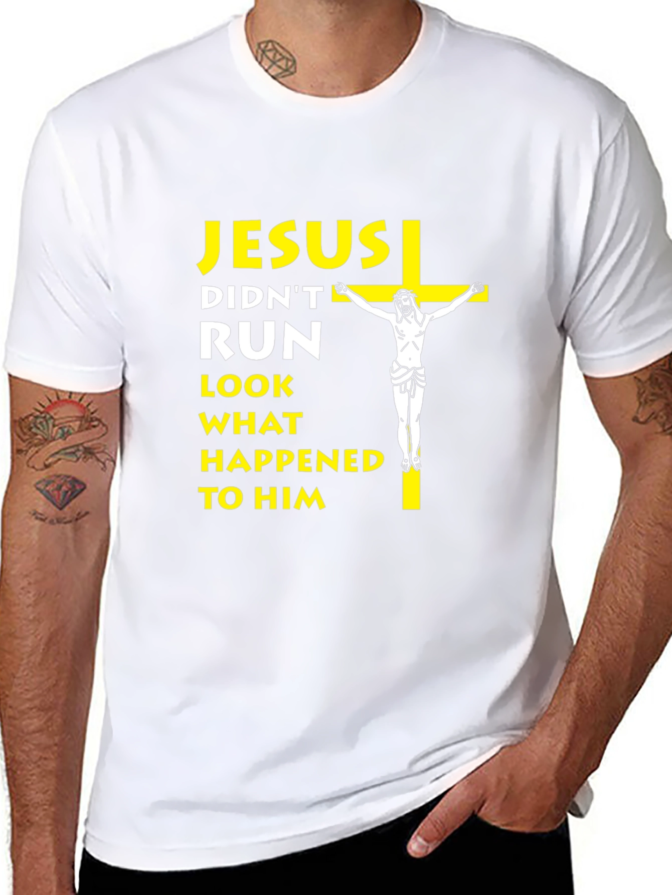 Jesus Didnt Run T-Shirt - Religious Humor Tee