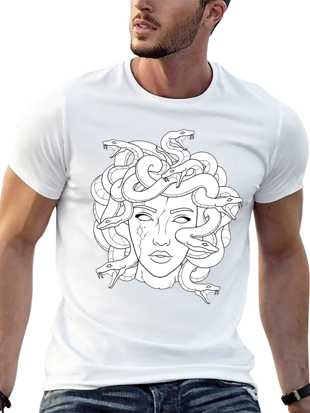Medusa Graphic Print Black T-Shirt