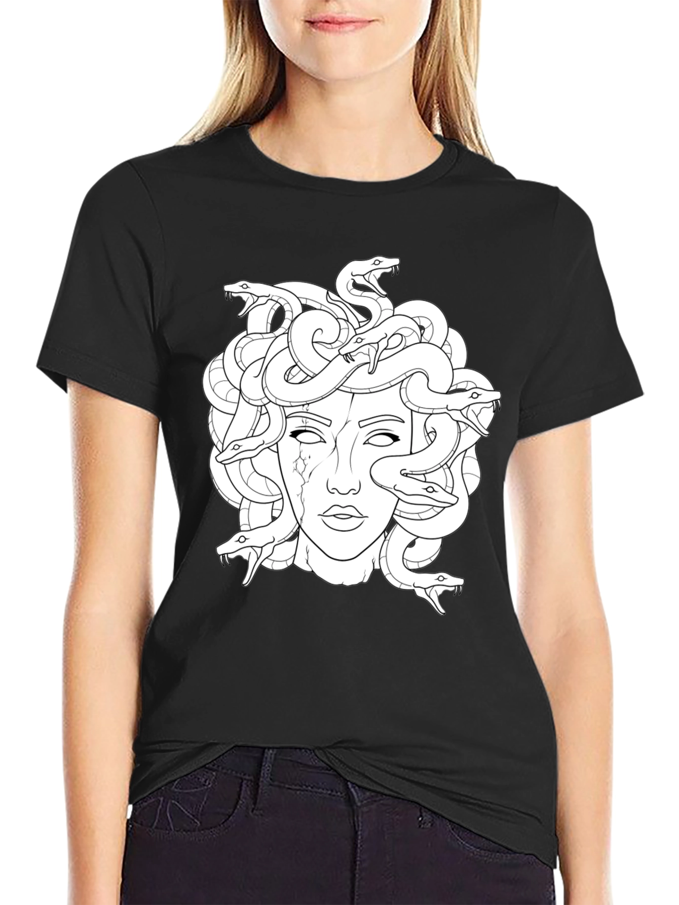 Medusa Graphic Print Black T-Shirt