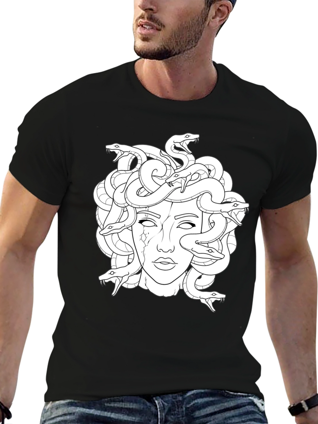 Medusa Graphic Print Black T-Shirt