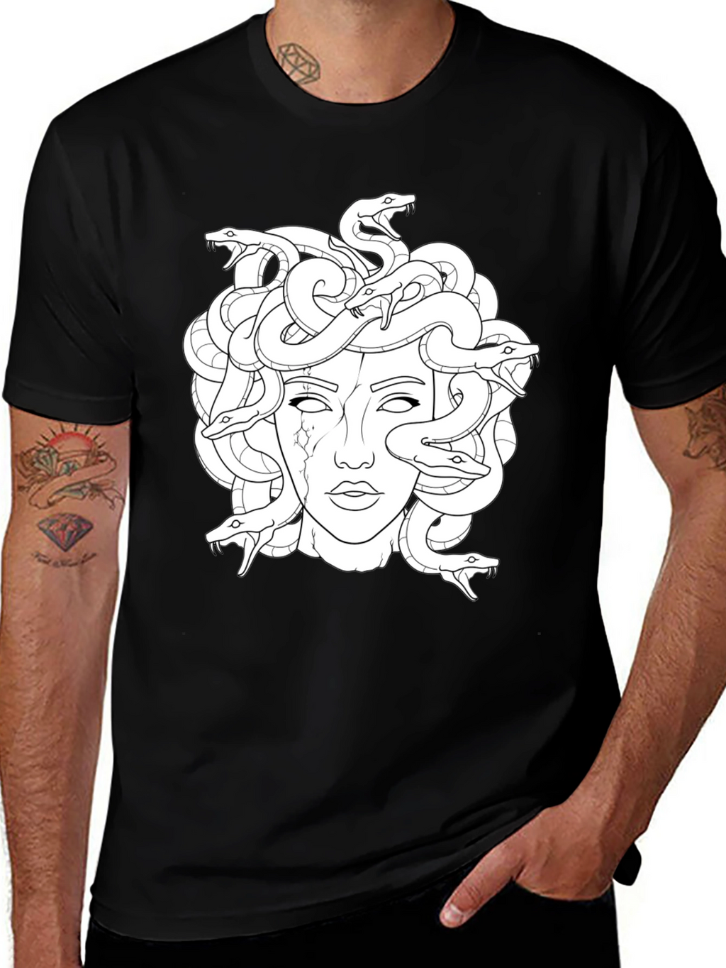 Medusa Graphic Print Black T-Shirt