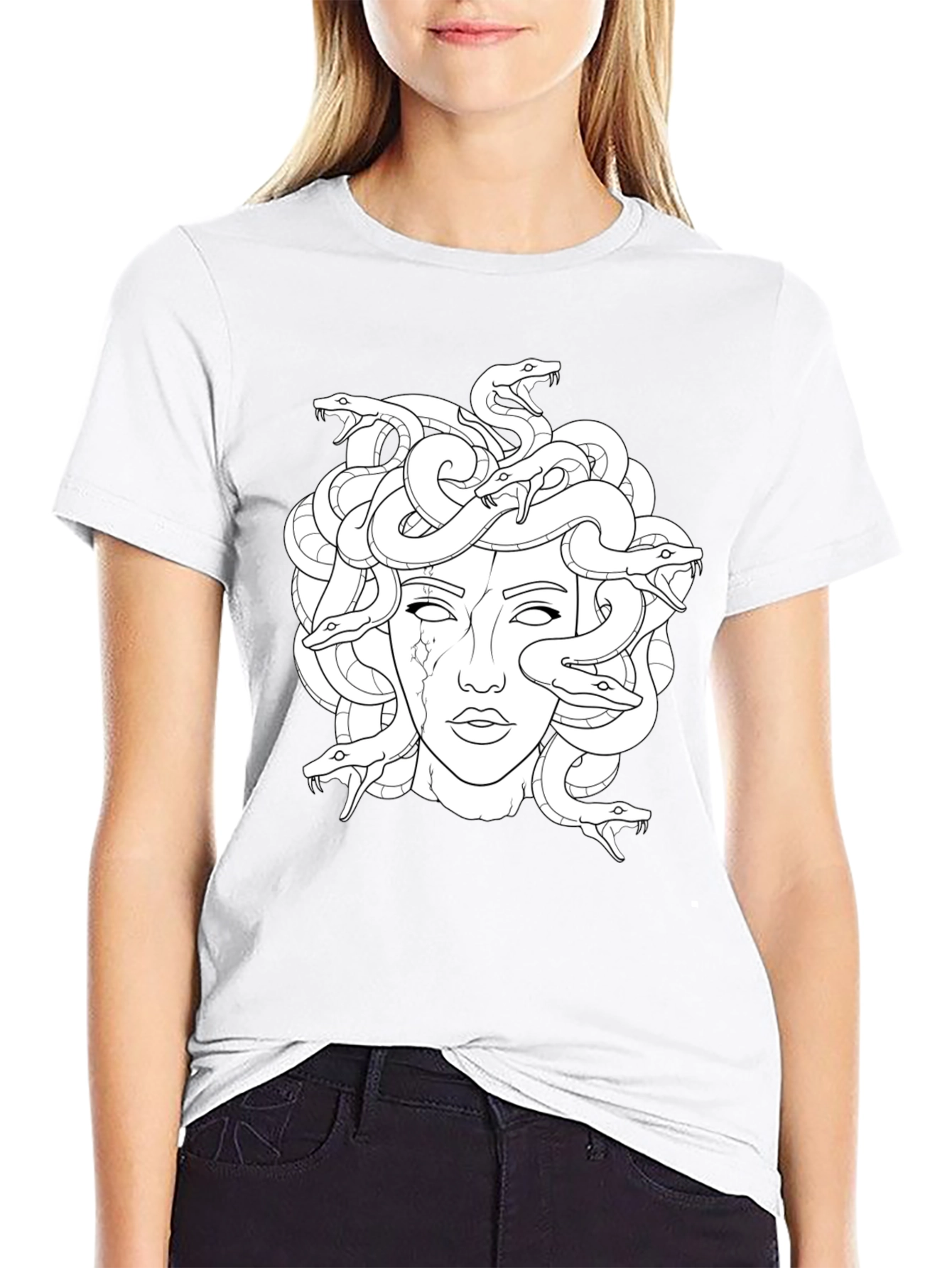 Medusa Graphic Print Black T-Shirt