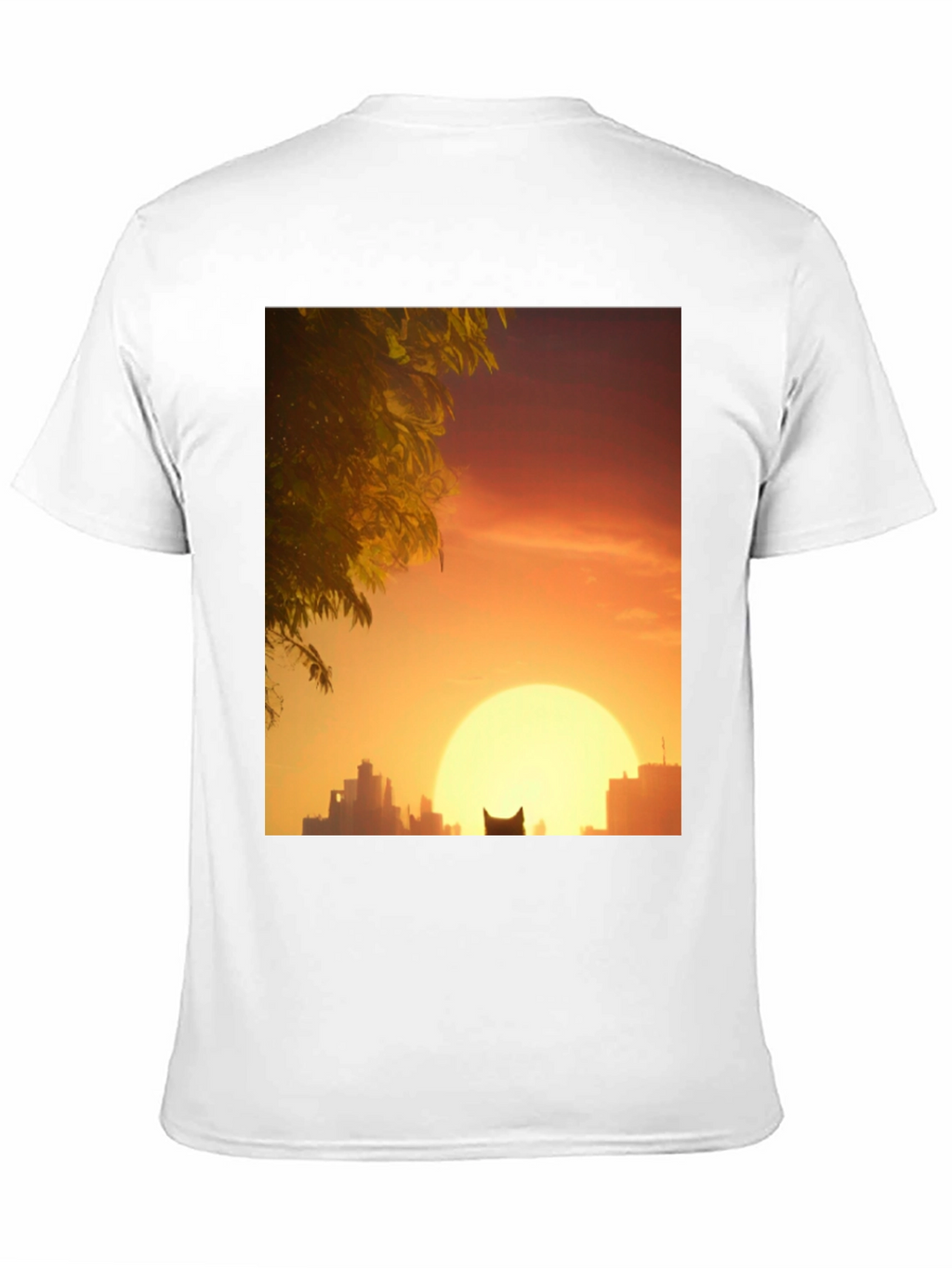 Sunset City Cat Black T-Shirt