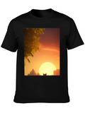 Sunset City Cat Black T-Shirt