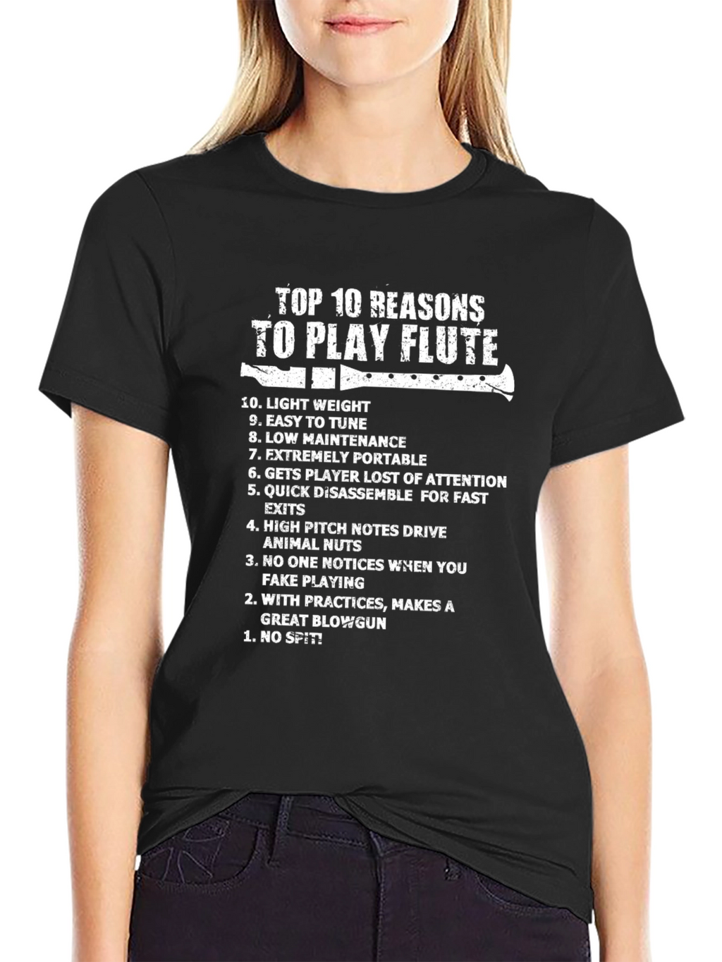 Top 10 Reasons To Play Flute Black T-Shirt