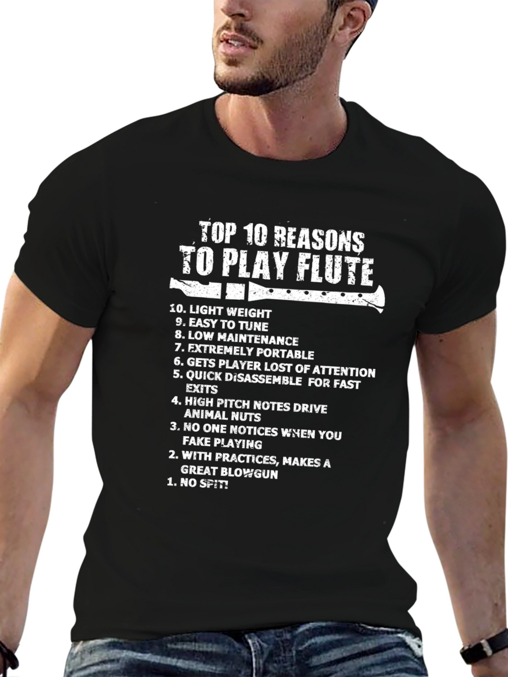 Top 10 Reasons To Play Flute Black T-Shirt