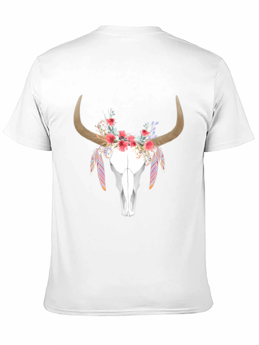 Floral Bull Skull Graphic T-Shirt