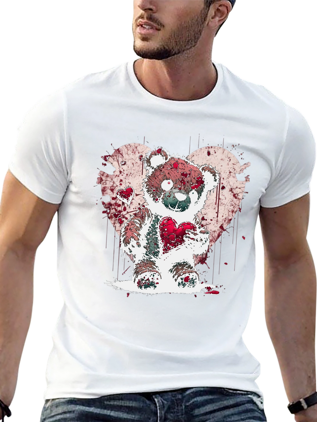 Heart Bear Graphic Tee - Valentines Day