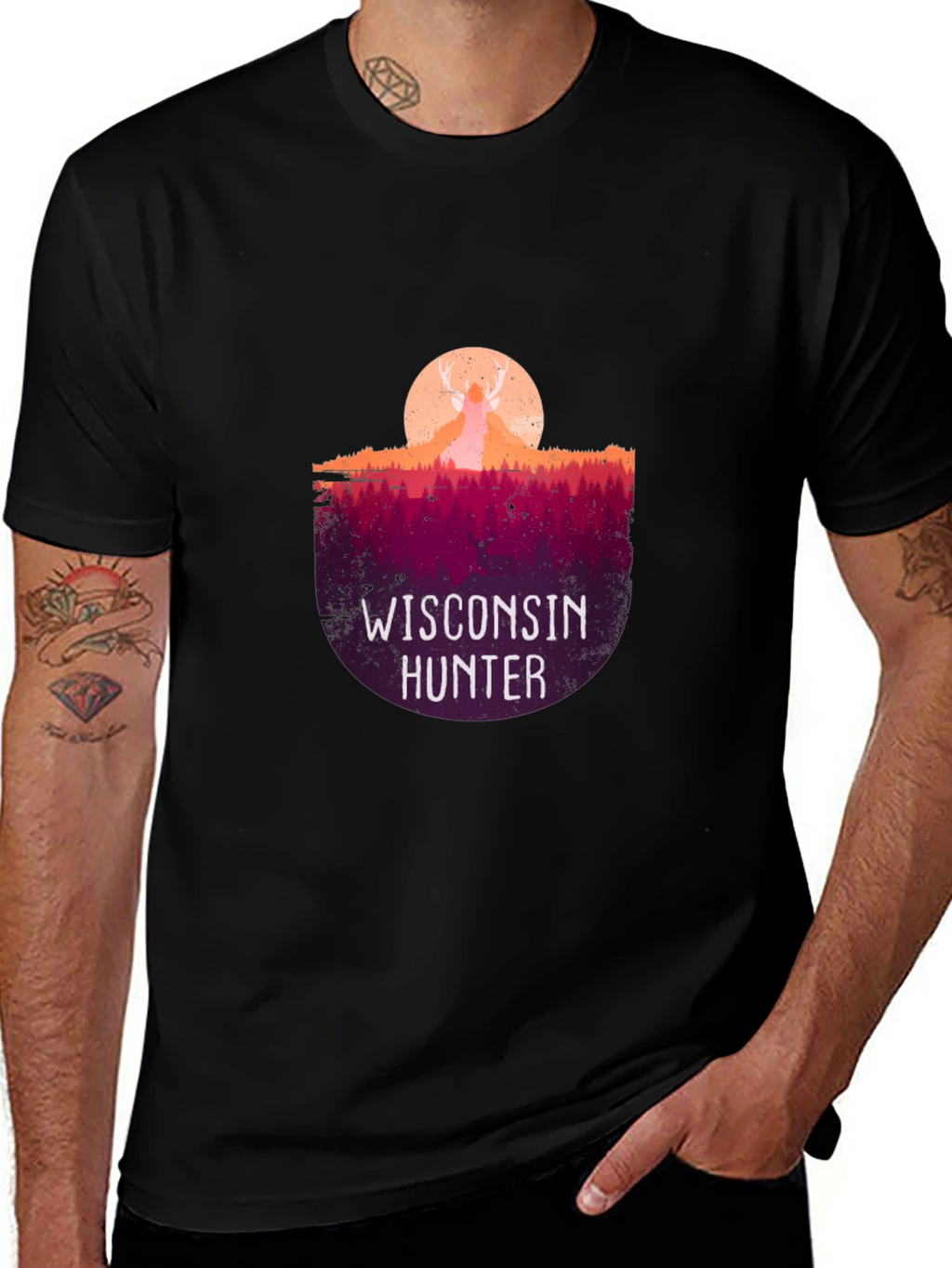 Wisconsin Hunter Graphic Tee - Black