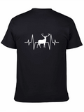 Deer Heartbeat Graphic Tee - Black Casual Top
