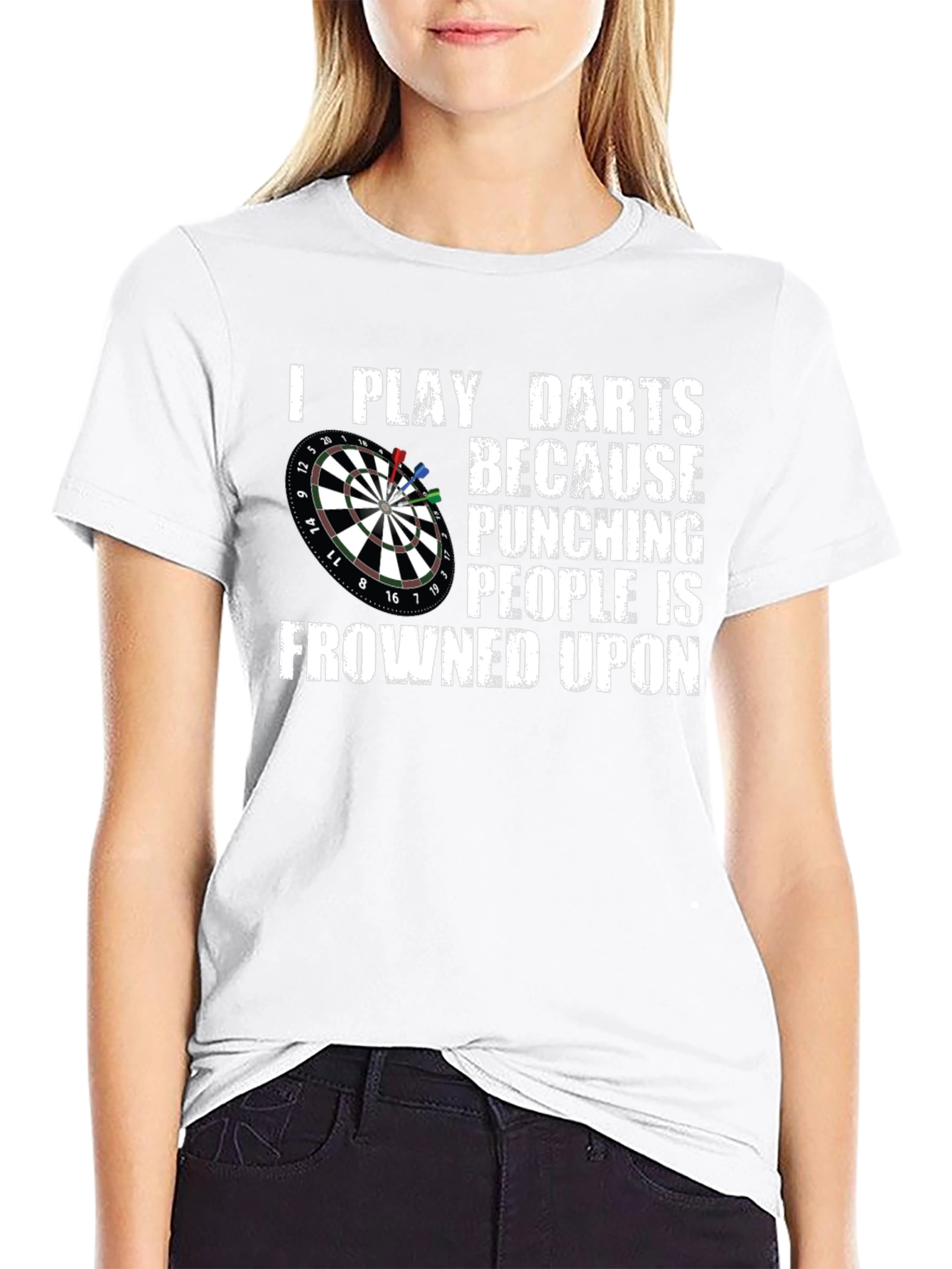 Funny Darts T-Shirt - Punching People is Frowned Upon