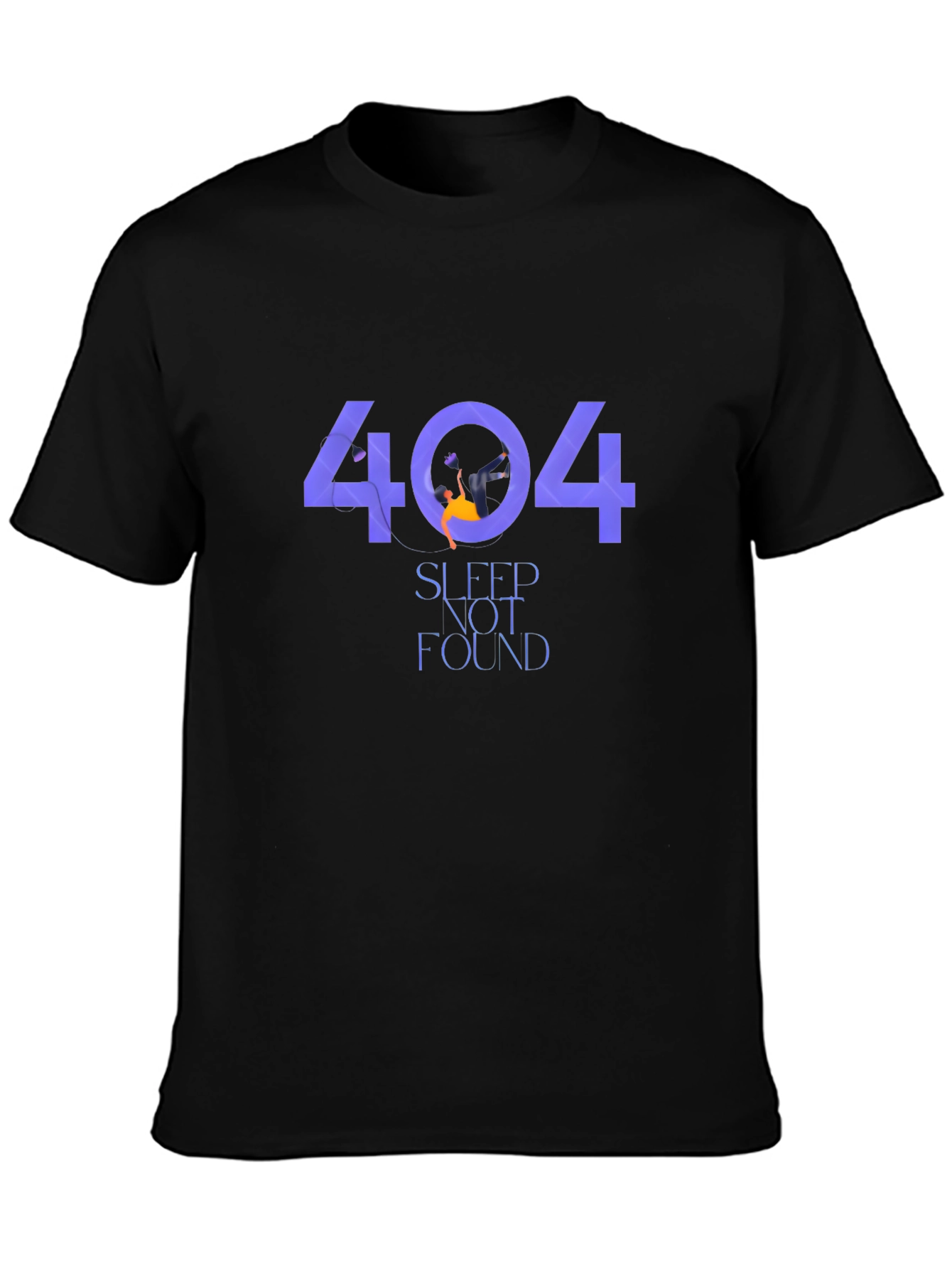 404 Sleep Not Found Black Graphic T-Shirt
