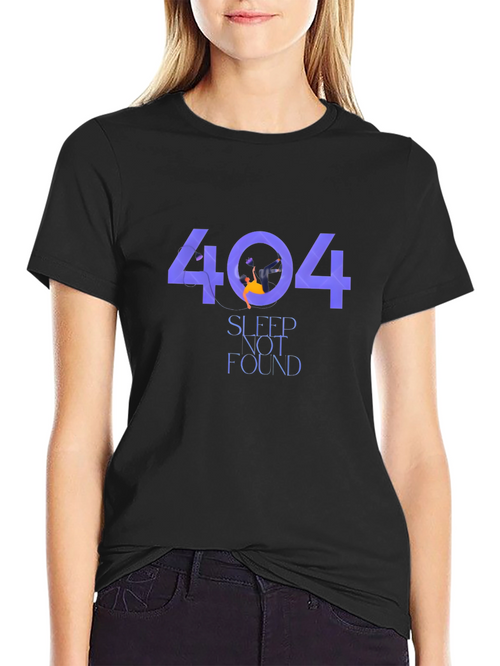 404 Sleep Not Found Black Graphic T-Shirt