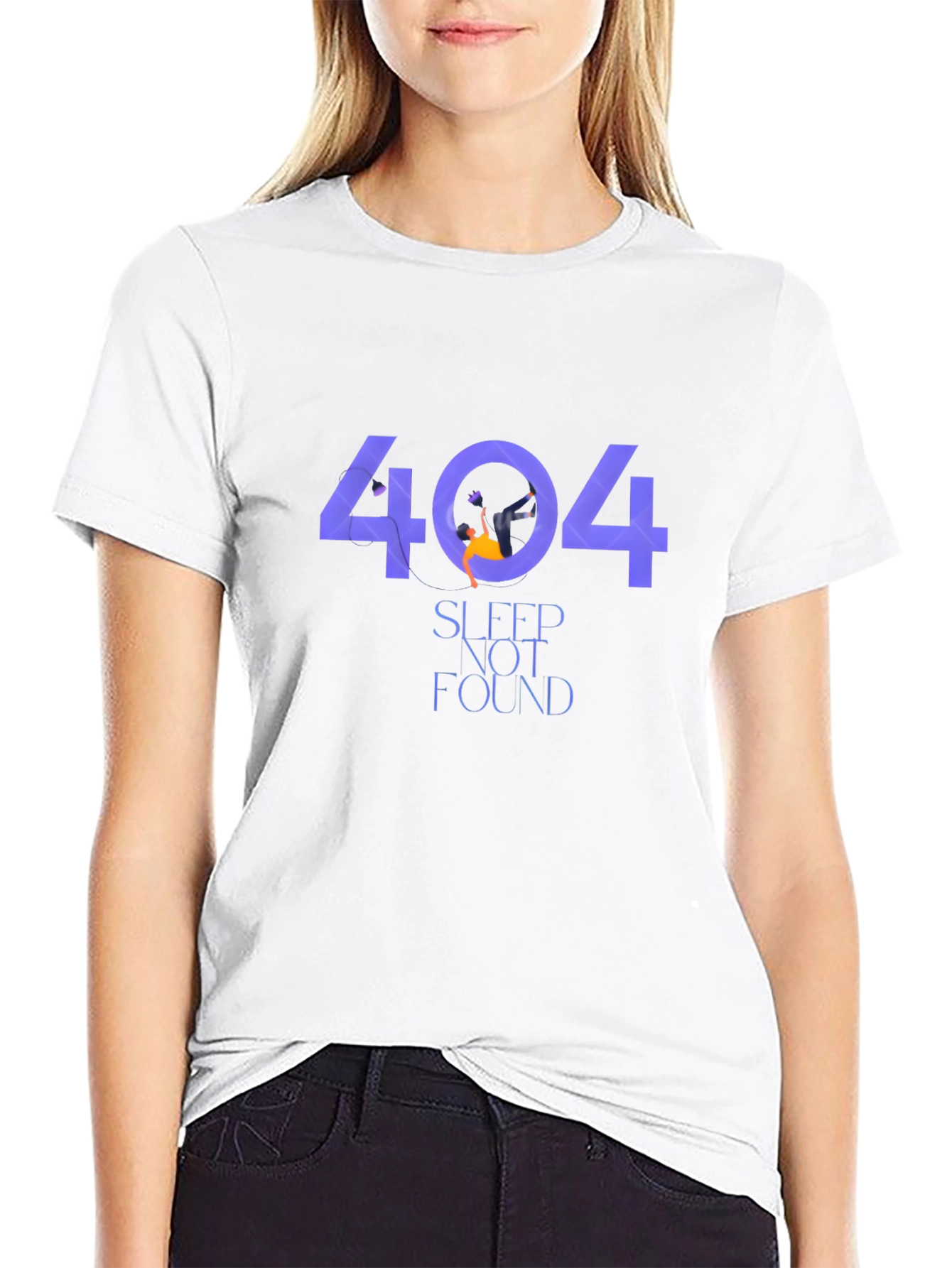 404 Sleep Not Found Black Graphic T-Shirt