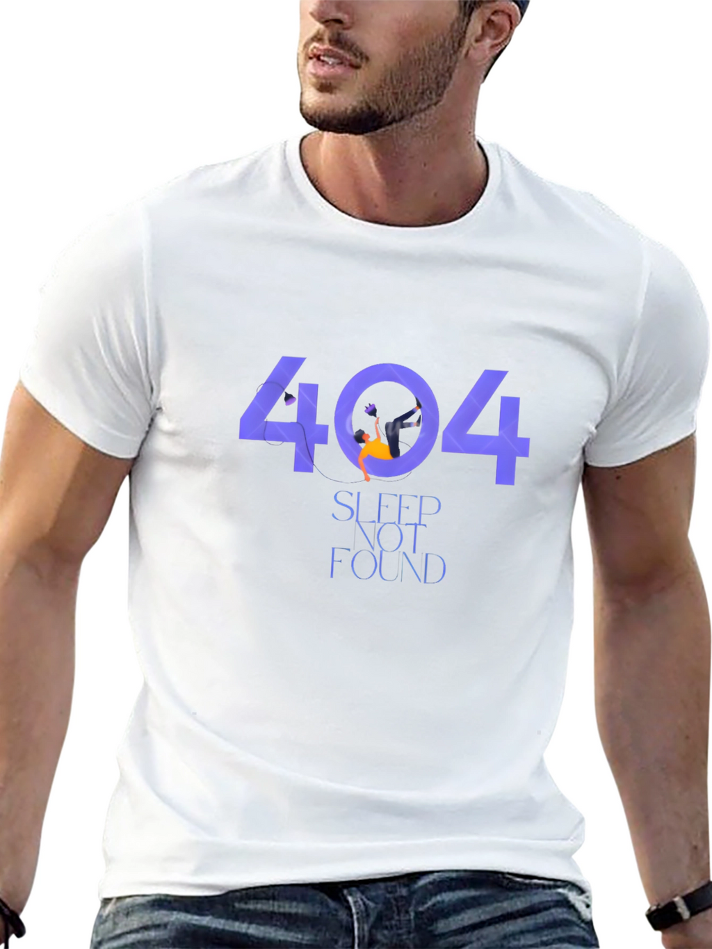 404 Sleep Not Found Black Graphic T-Shirt