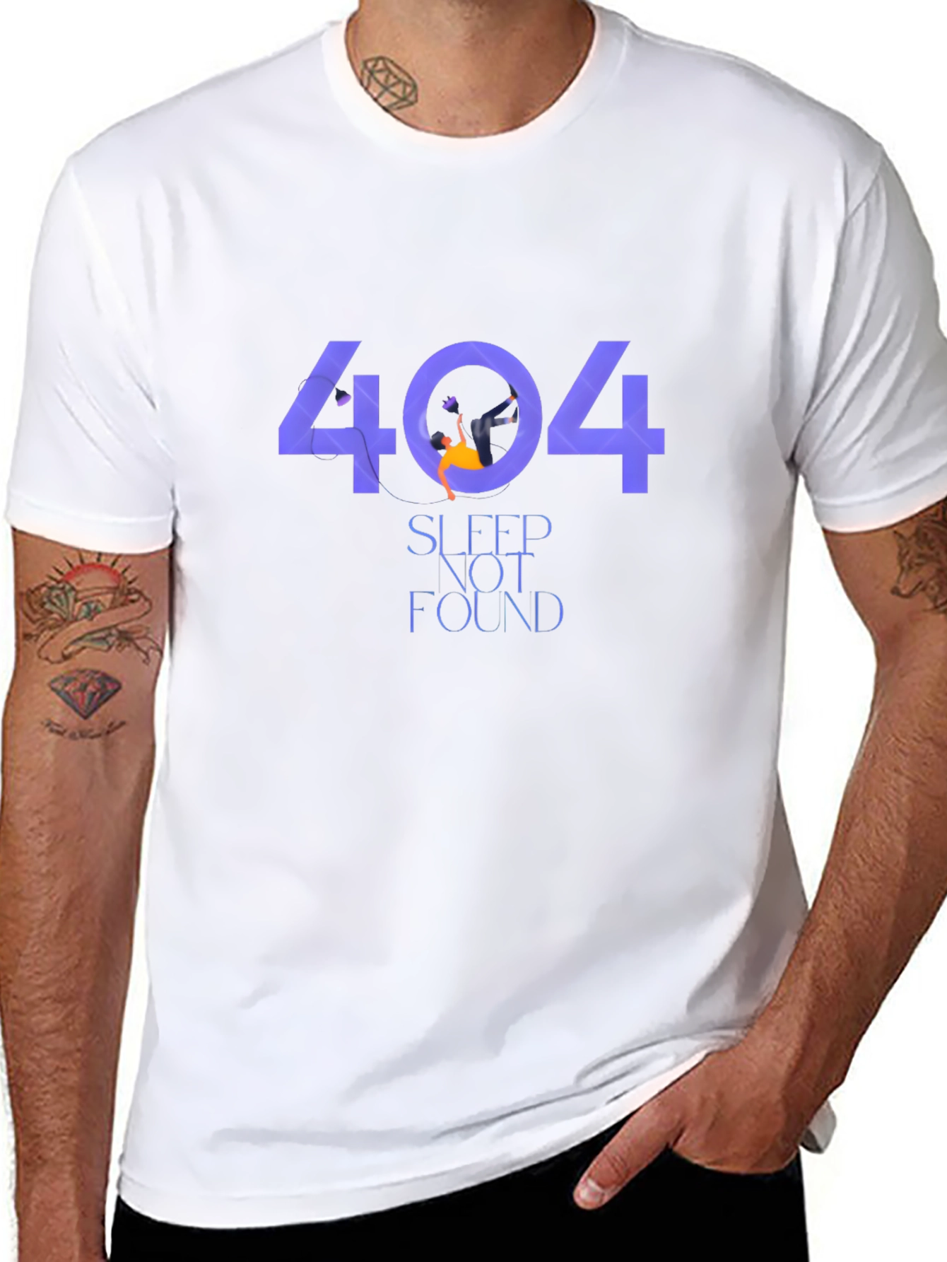 404 Sleep Not Found Black Graphic T-Shirt