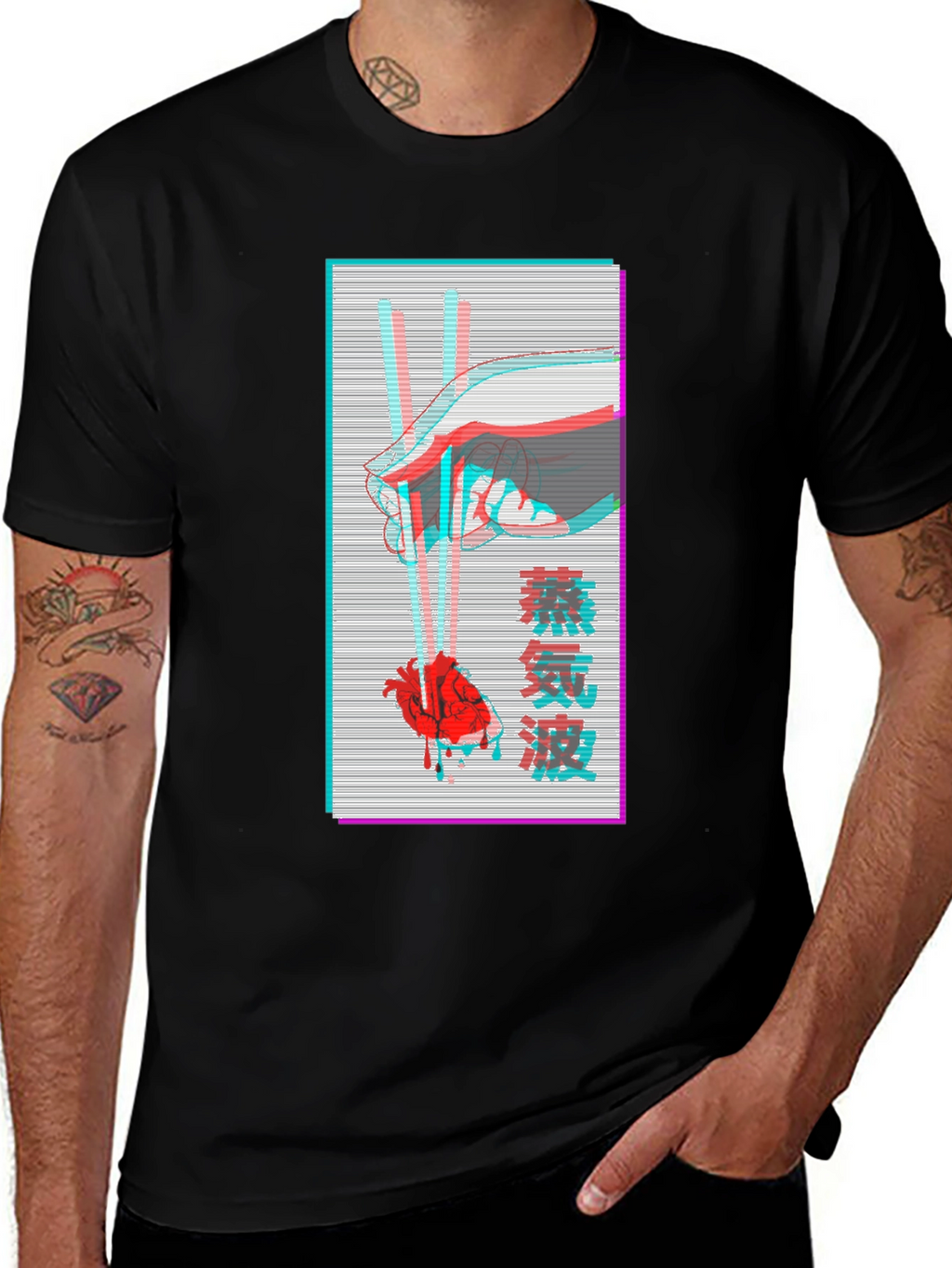 Vaporwave Heart Chopsticks Graphic Tee
