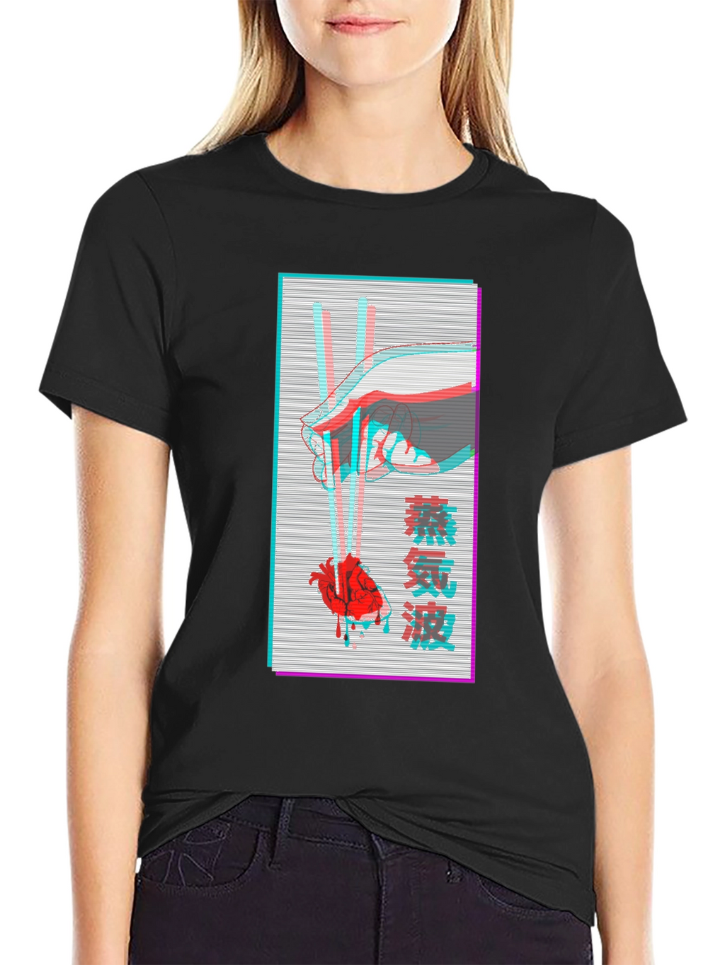 Vaporwave Heart Chopsticks Graphic Tee