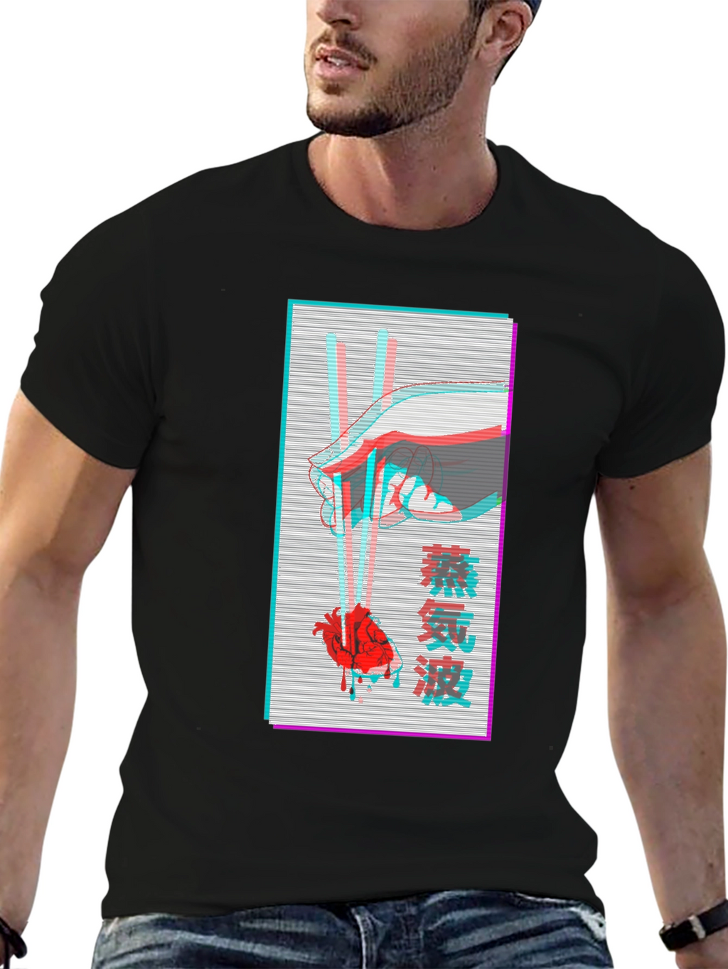 Vaporwave Heart Chopsticks Graphic Tee