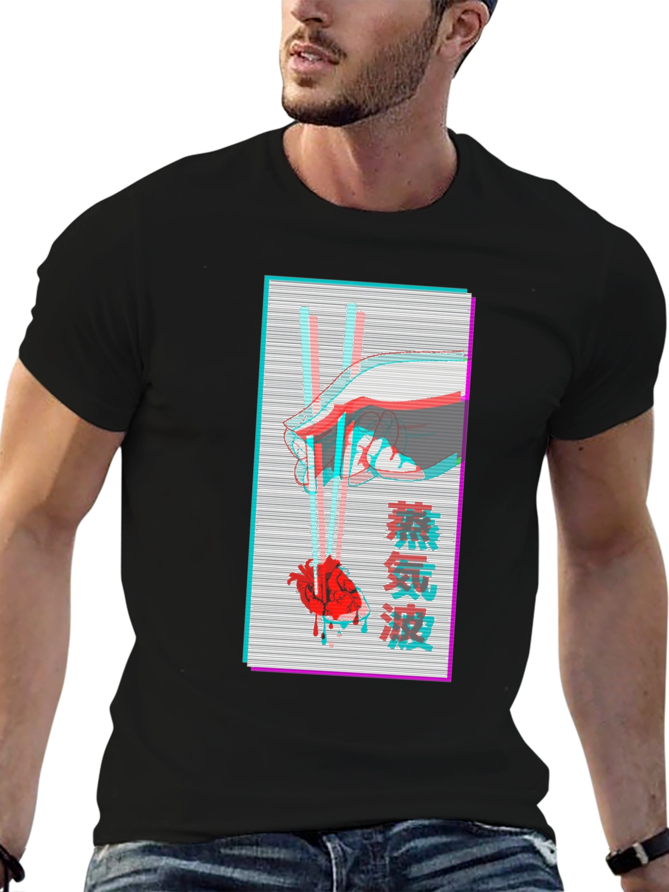 Vaporwave Heart Chopsticks Graphic Tee