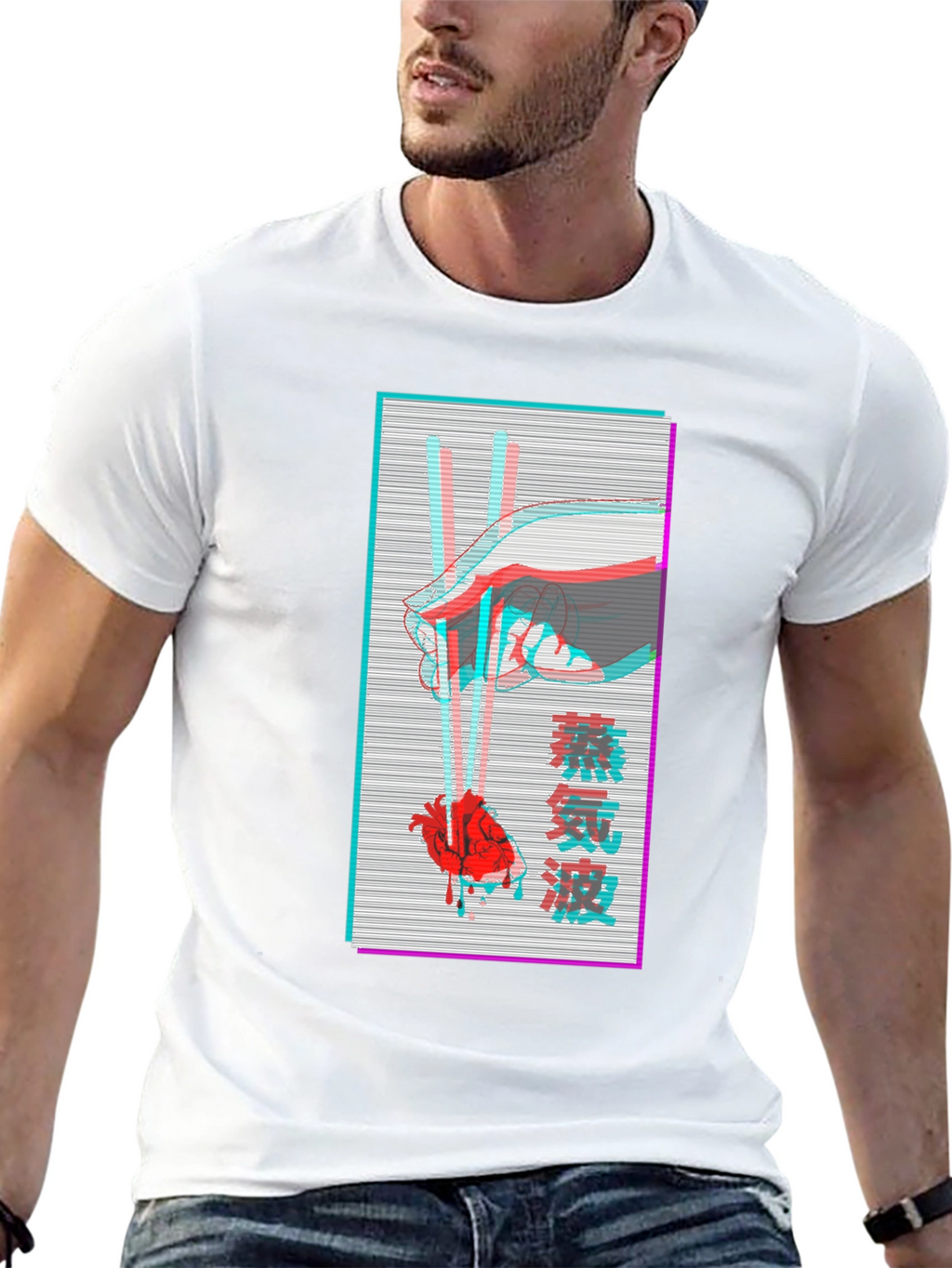 Vaporwave Heart Chopsticks Graphic Tee