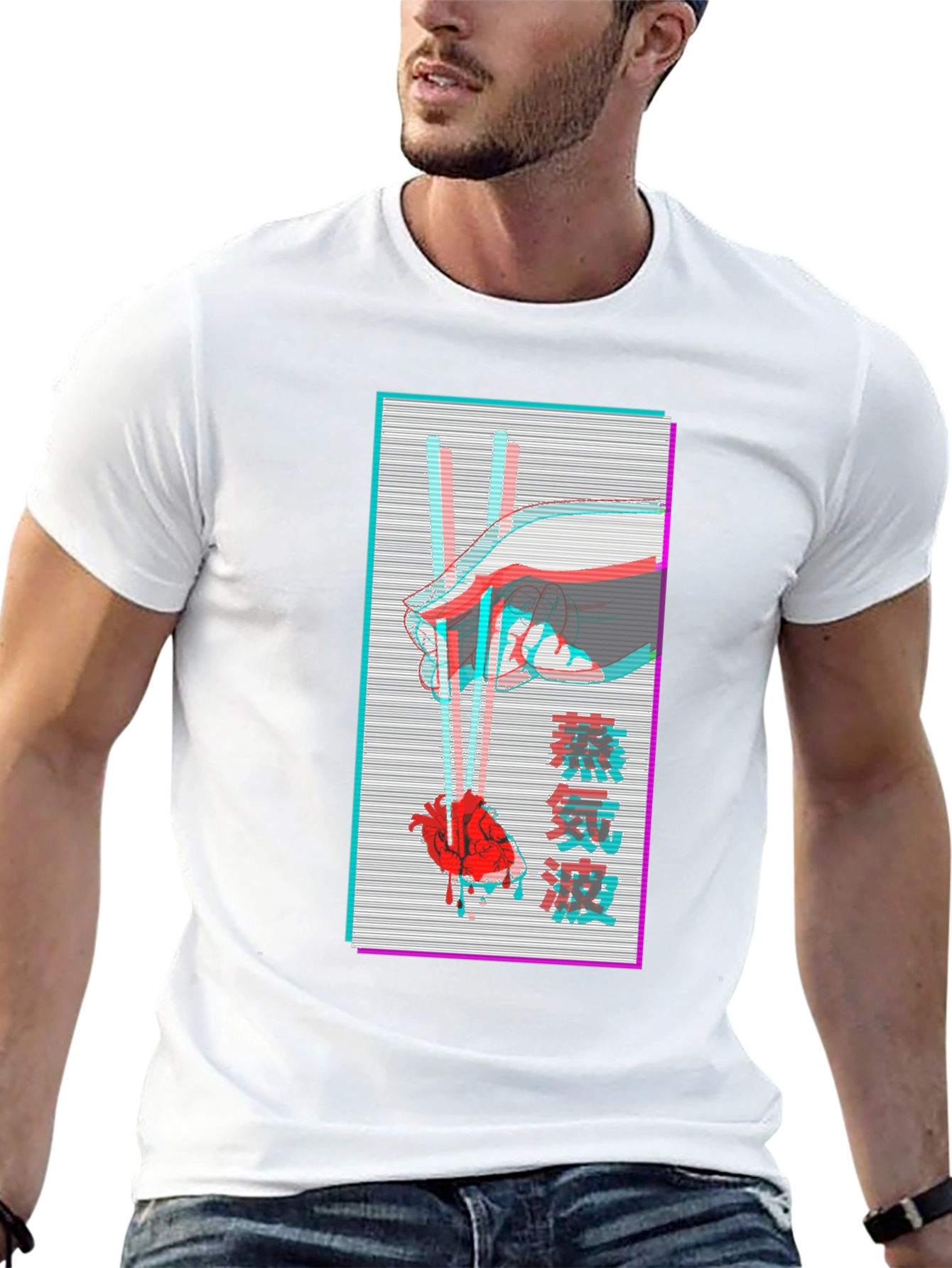 Vaporwave Heart Chopsticks Graphic Tee