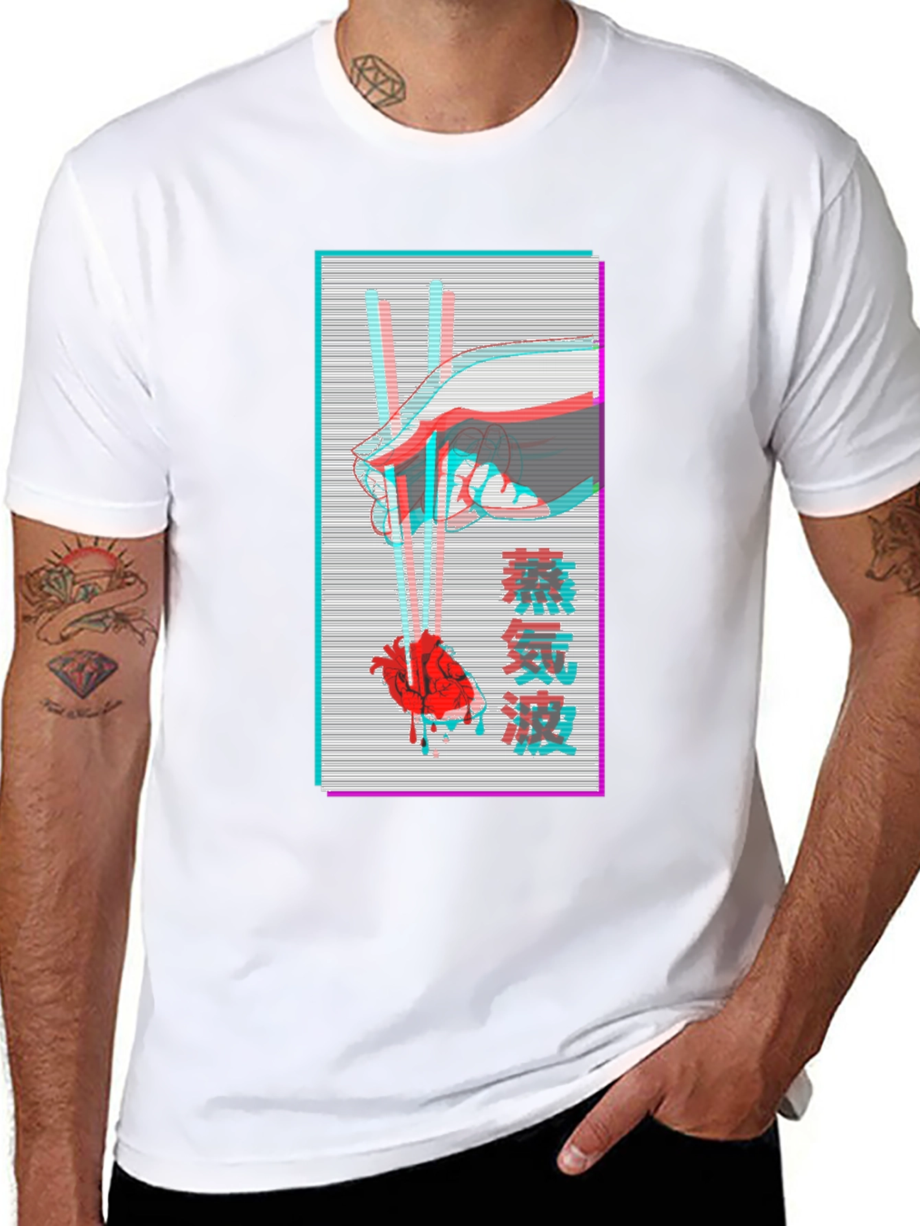 Vaporwave Heart Chopsticks Graphic Tee