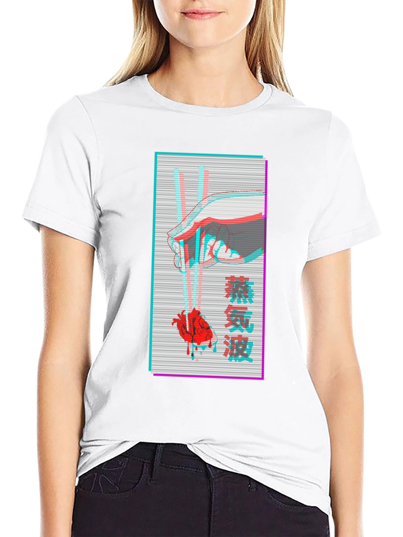 Vaporwave Heart Chopsticks Graphic Tee