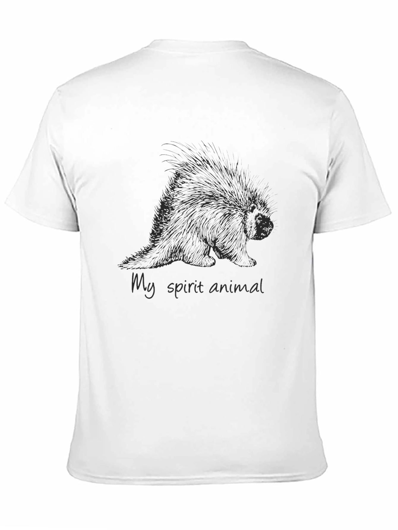 Porcupine Spirit Animal Graphic T-Shirt - Black