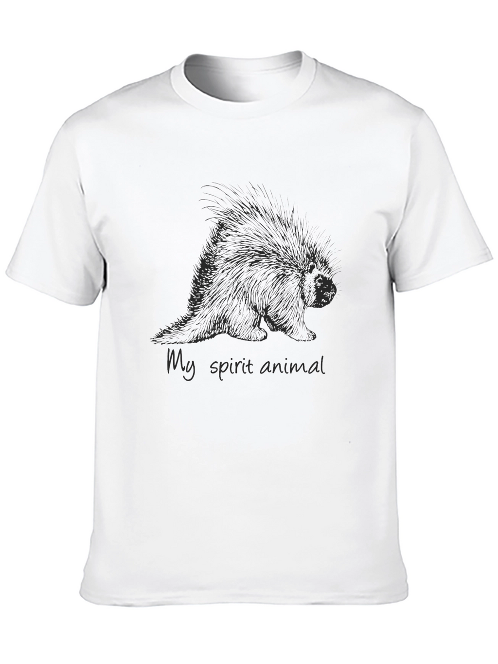 Porcupine Spirit Animal Graphic T-Shirt - Black